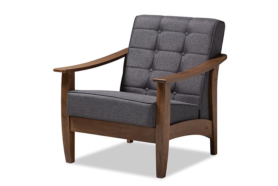 Larsen Mid-Century Modern Fabric Upholstered Wood Lounge Chair