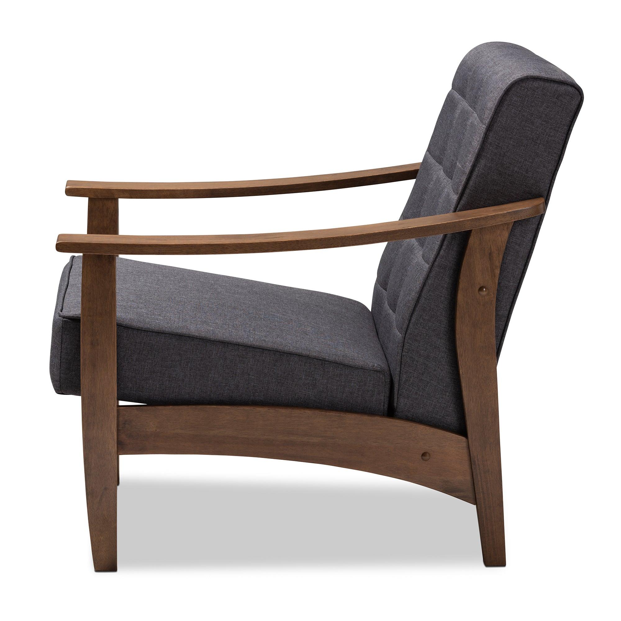 Larsen Mid-Century Modern Fabric Upholstered Wood Lounge Chair