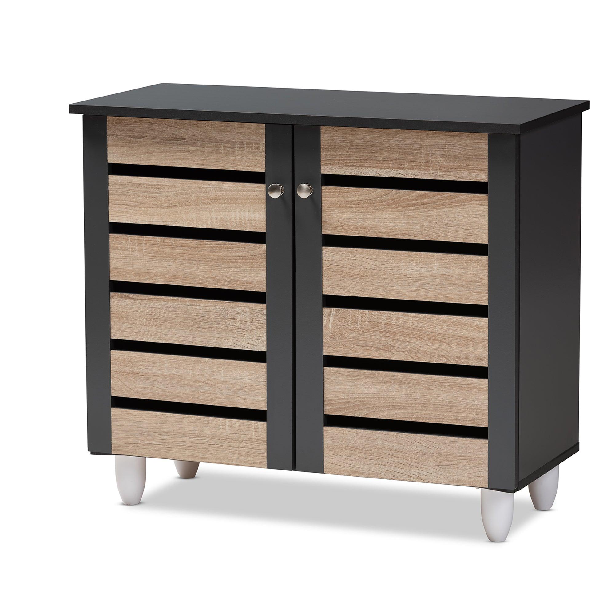 Gisela Modern and Contemporary Two-Tone and 2-Door Shoe Storage Cabinet