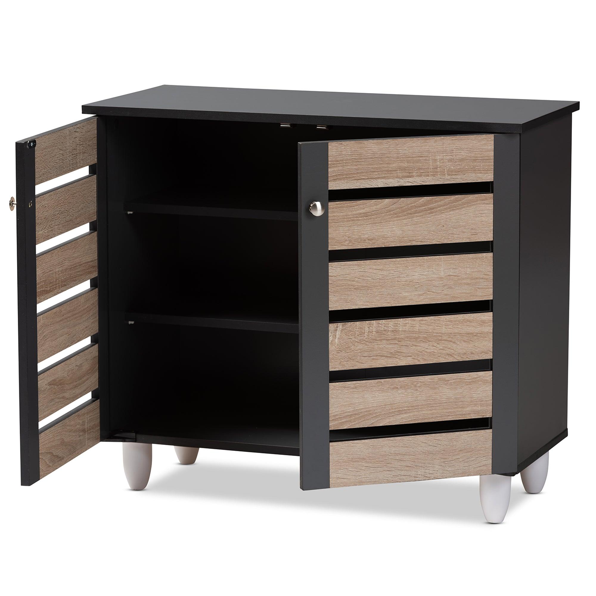 Gisela Modern and Contemporary Two-Tone and 2-Door Shoe Storage Cabinet