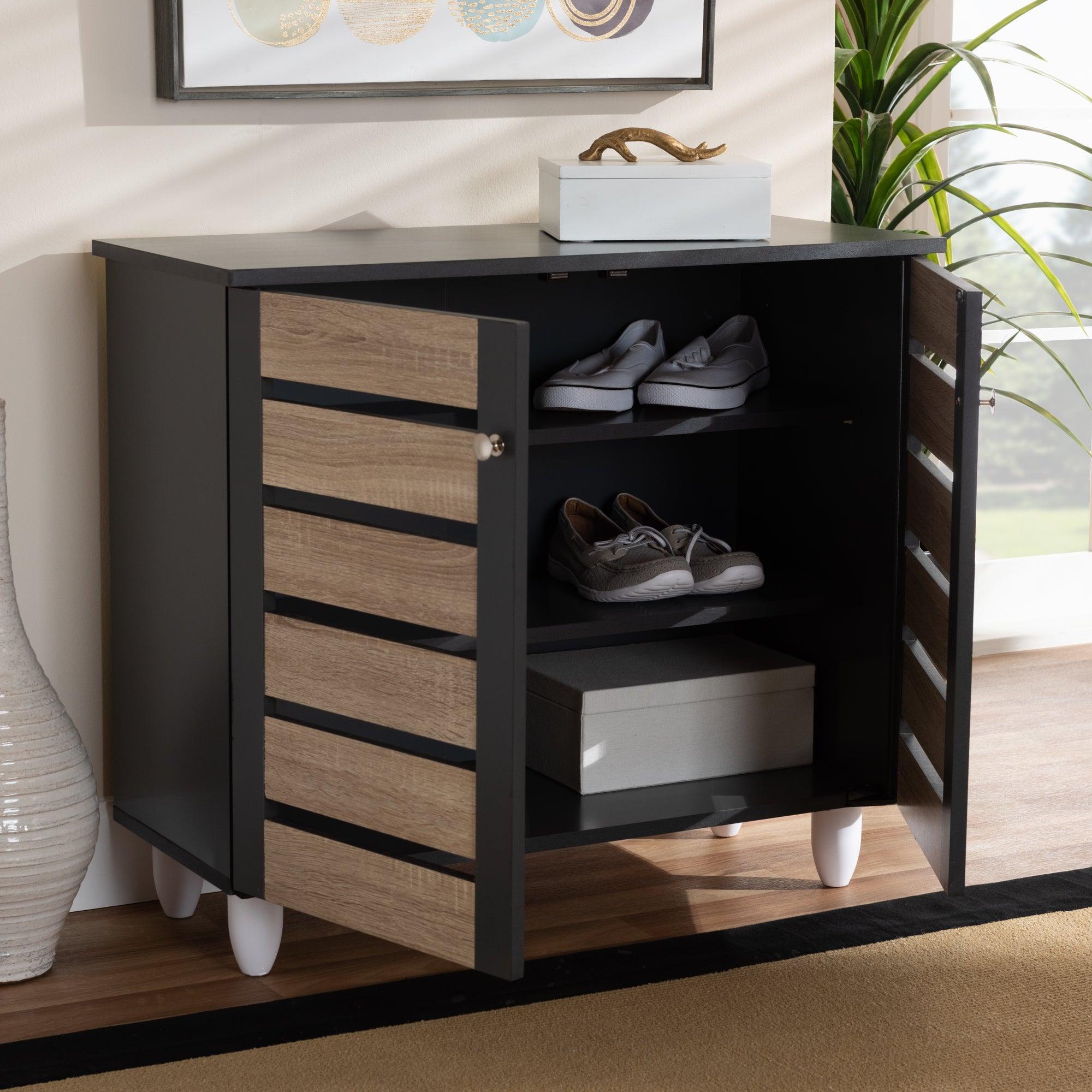 Gisela Modern and Contemporary Two-Tone and 2-Door Shoe Storage Cabinet