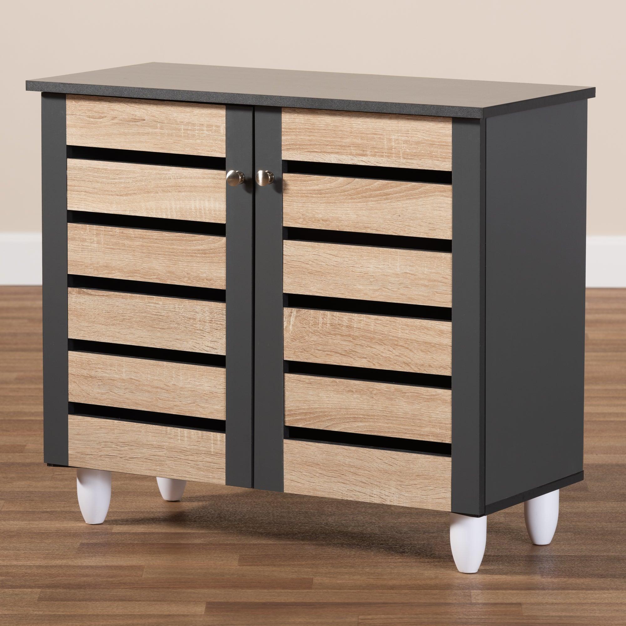 Gisela Modern and Contemporary Two-Tone and 2-Door Shoe Storage Cabinet