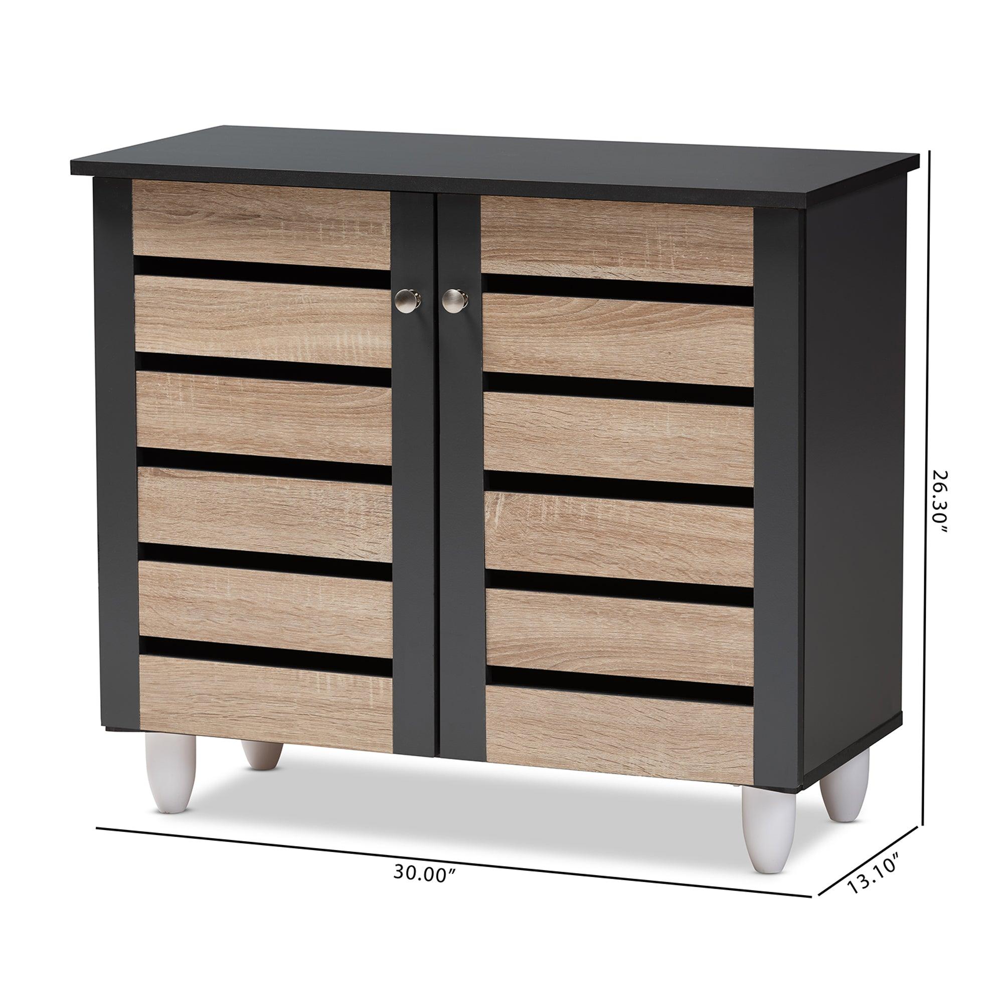 Gisela Modern and Contemporary Two-Tone and 2-Door Shoe Storage Cabinet