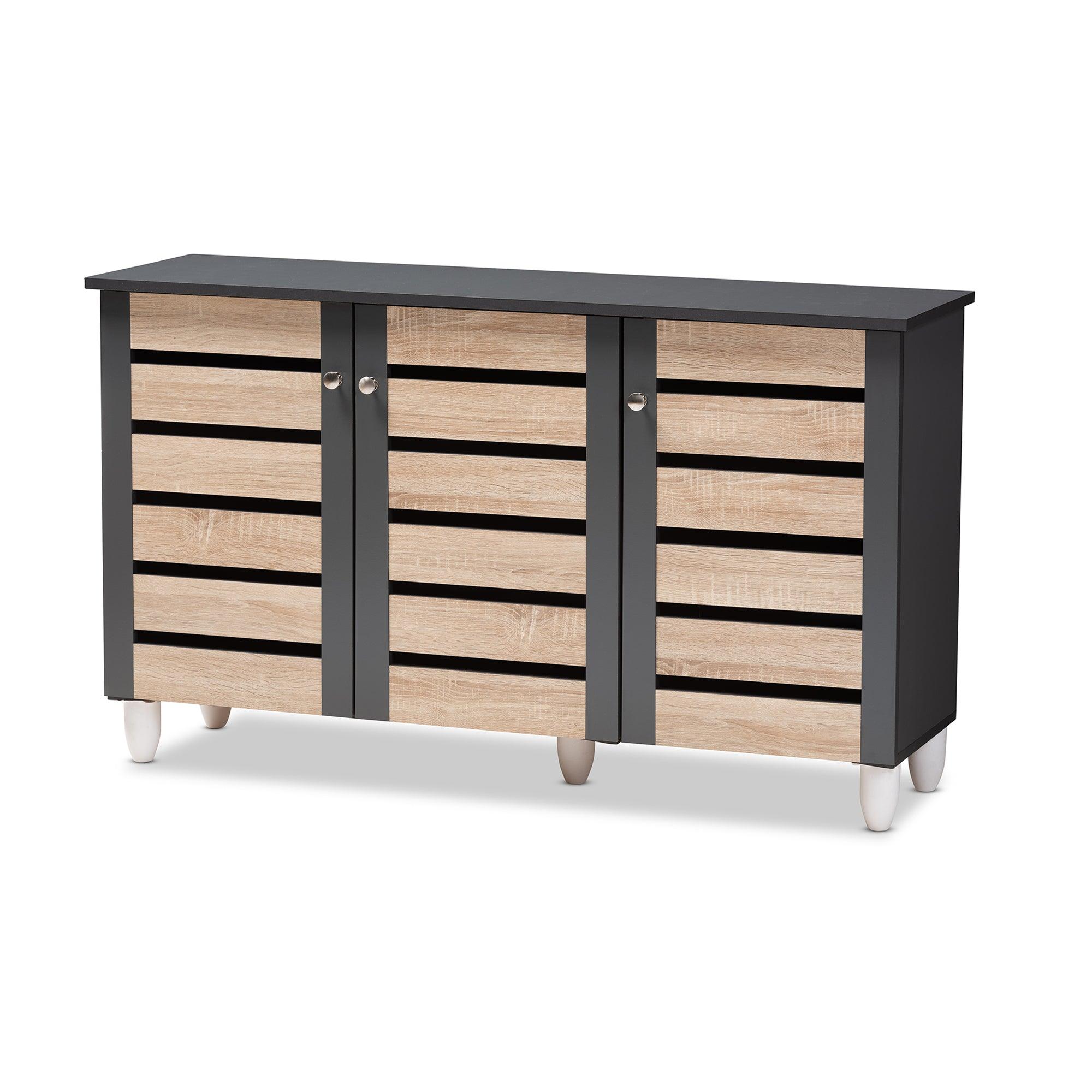 Gisela Modern and Contemporary Two-Tone and 3-Door Shoe Storage Cabinet