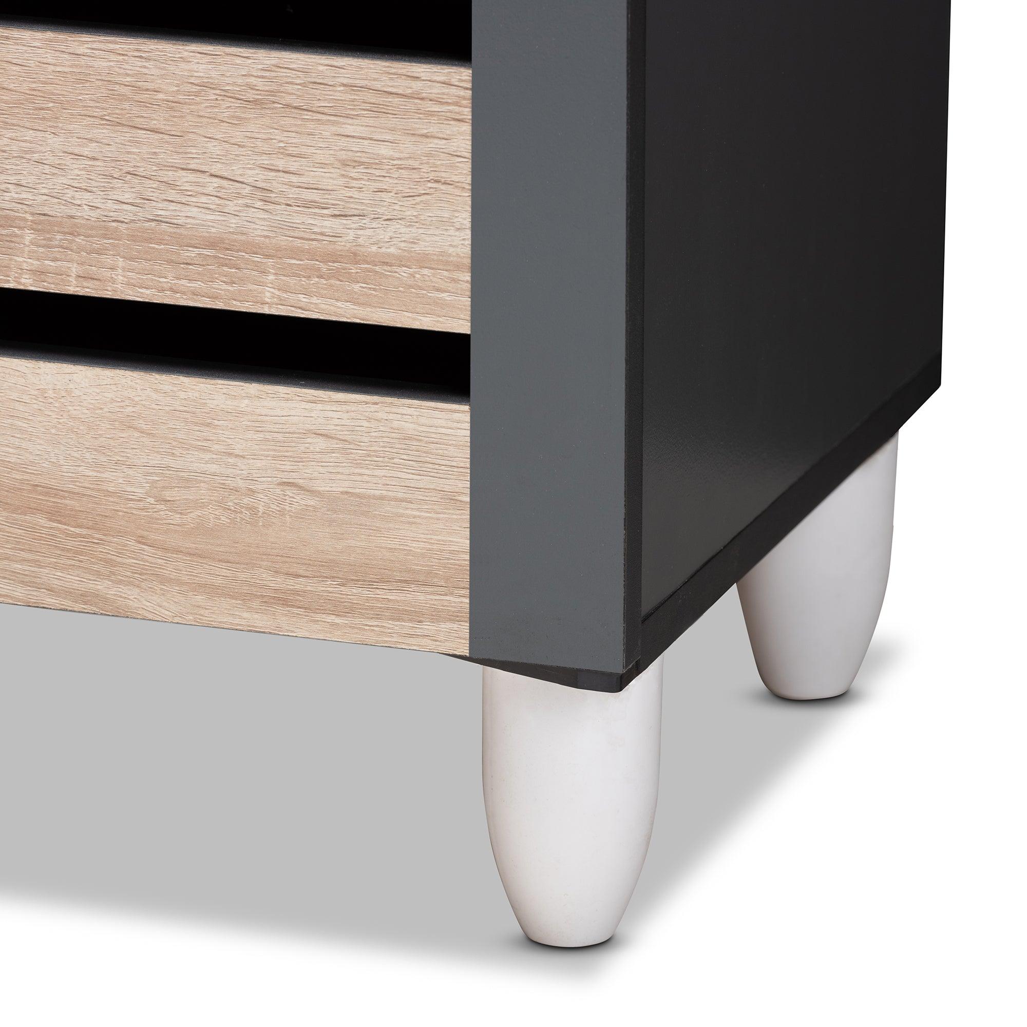 Gisela Modern and Contemporary Two-Tone and 3-Door Shoe Storage Cabinet