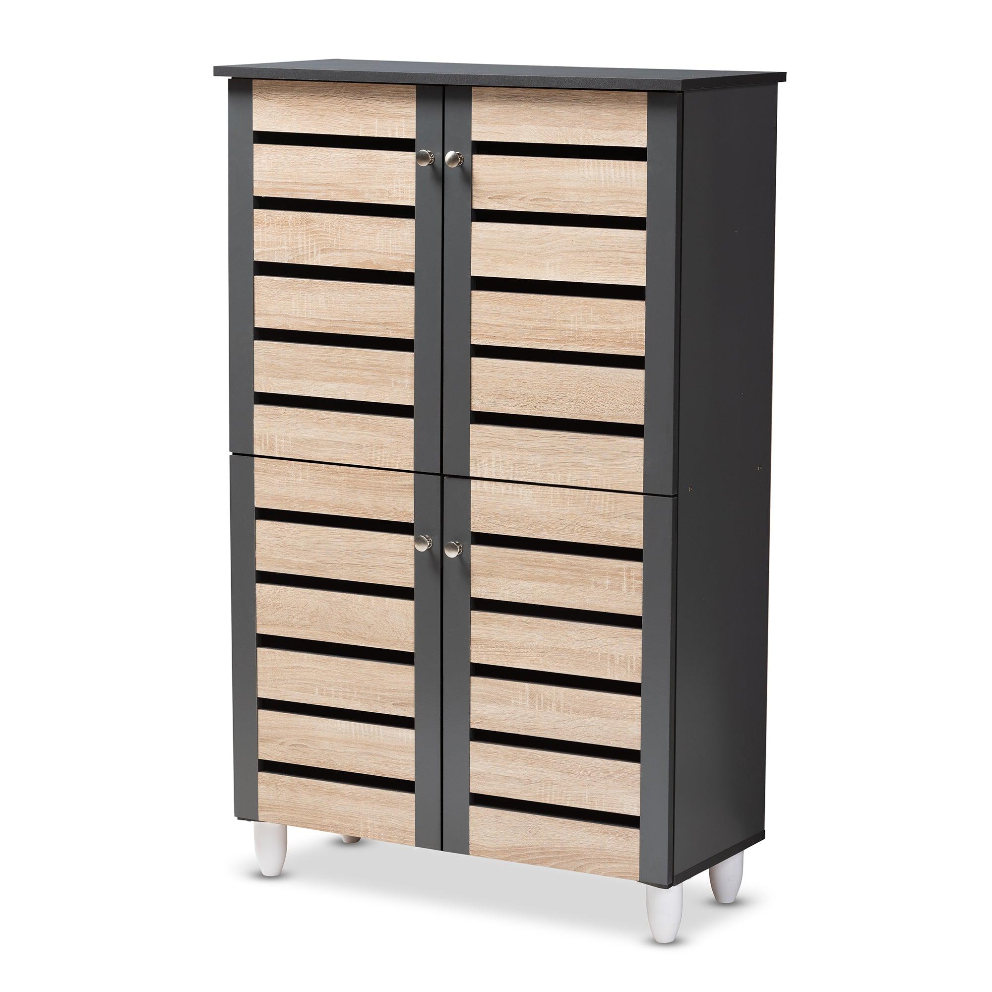 Gisela Modern and Contemporary Two-Tone and 4-Door Shoe Storage Cabinet