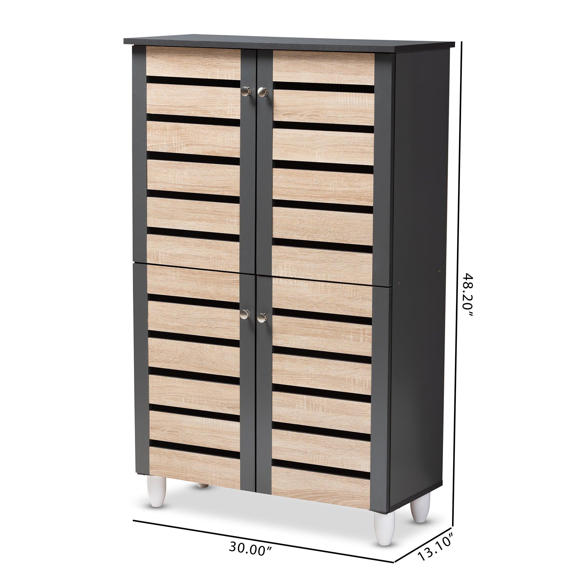 Gisela Modern and Contemporary Two-Tone and 4-Door Shoe Storage Cabinet