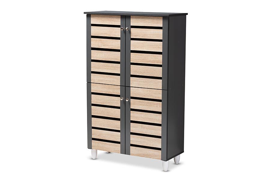 Gisela Modern and Contemporary Two-Tone and 4-Door Shoe Storage Cabinet