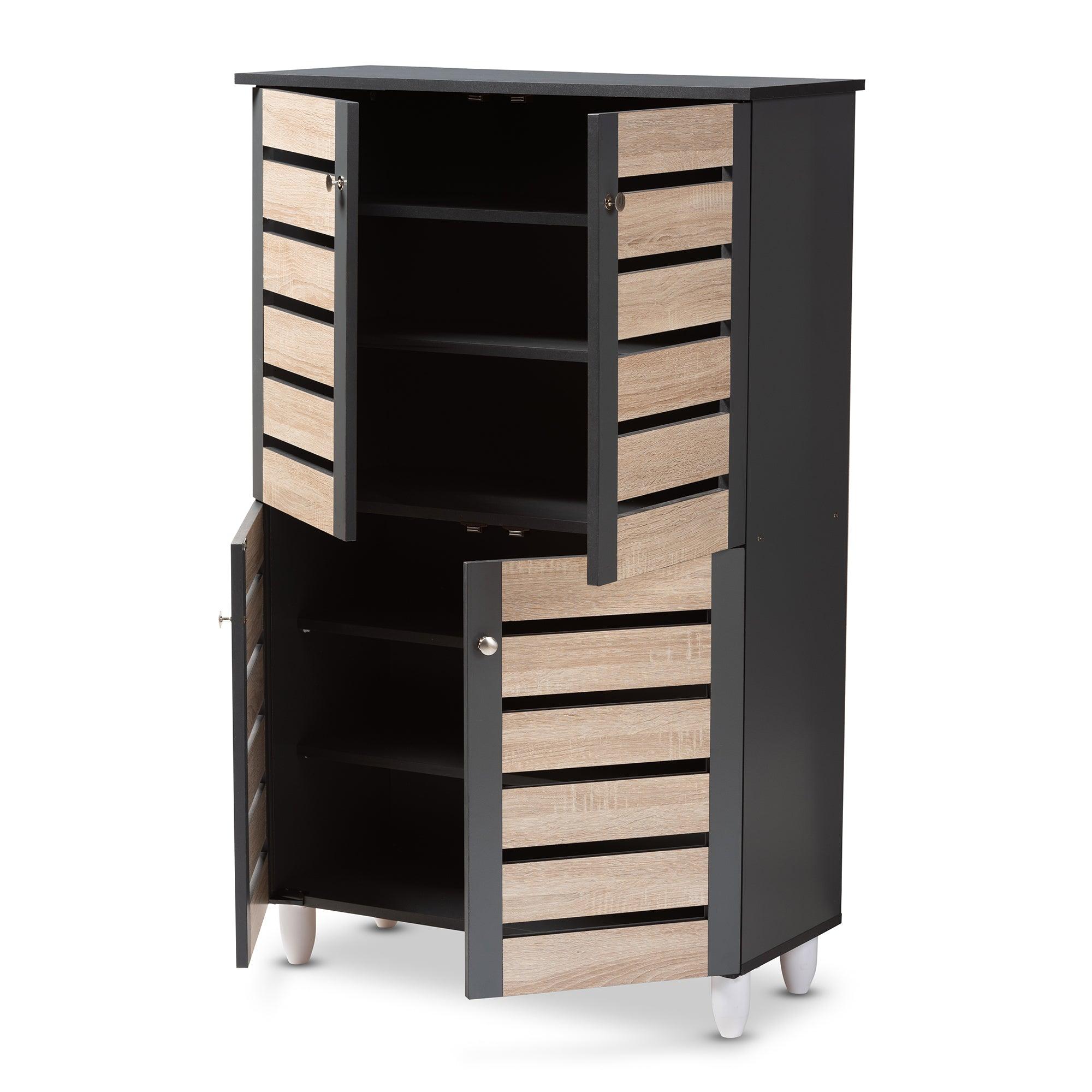 Gisela Modern and Contemporary Two-Tone and 4-Door Shoe Storage Cabinet