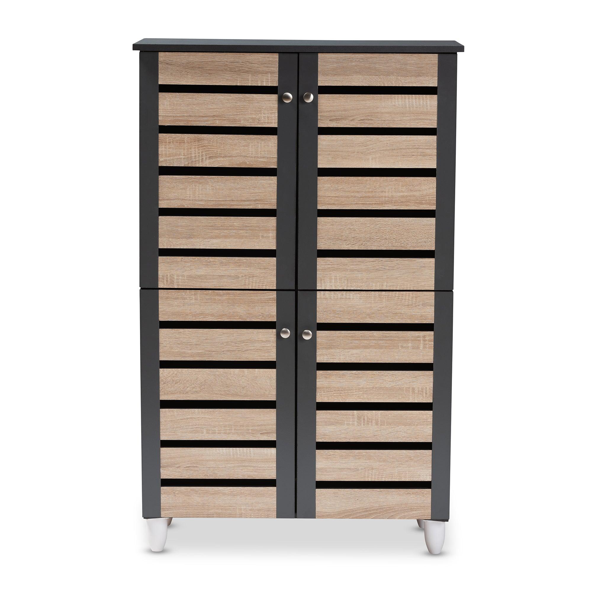 Gisela Modern and Contemporary Two-Tone and 4-Door Shoe Storage Cabinet