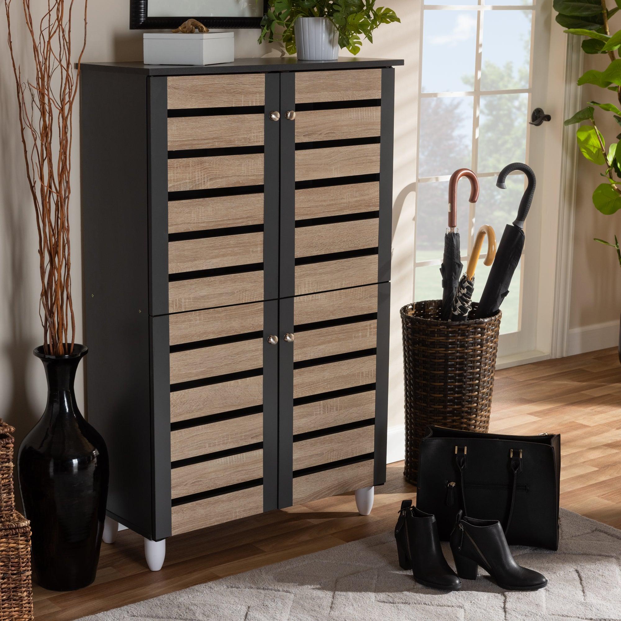 Gisela Modern and Contemporary Two-Tone and 4-Door Shoe Storage Cabinet