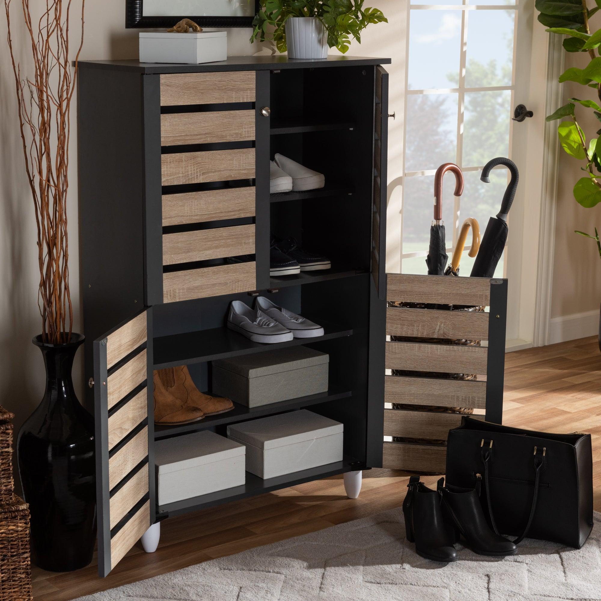 Gisela Modern and Contemporary Two-Tone and 4-Door Shoe Storage Cabinet