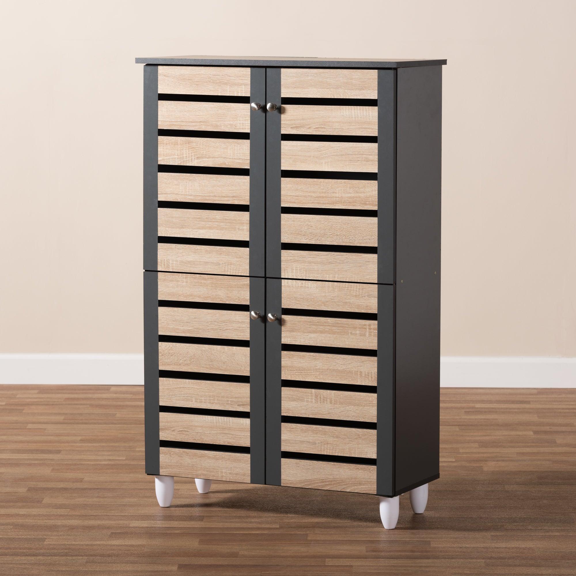 Gisela Modern and Contemporary Two-Tone and 4-Door Shoe Storage Cabinet