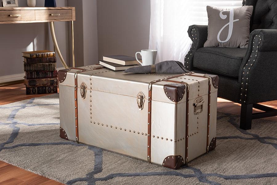 Bechet French Industrial Metal Storage Trunk