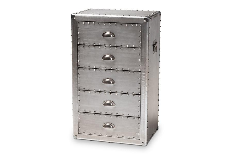 Davet French Industrial Metal 5-Drawer Accent Storage Cabinet