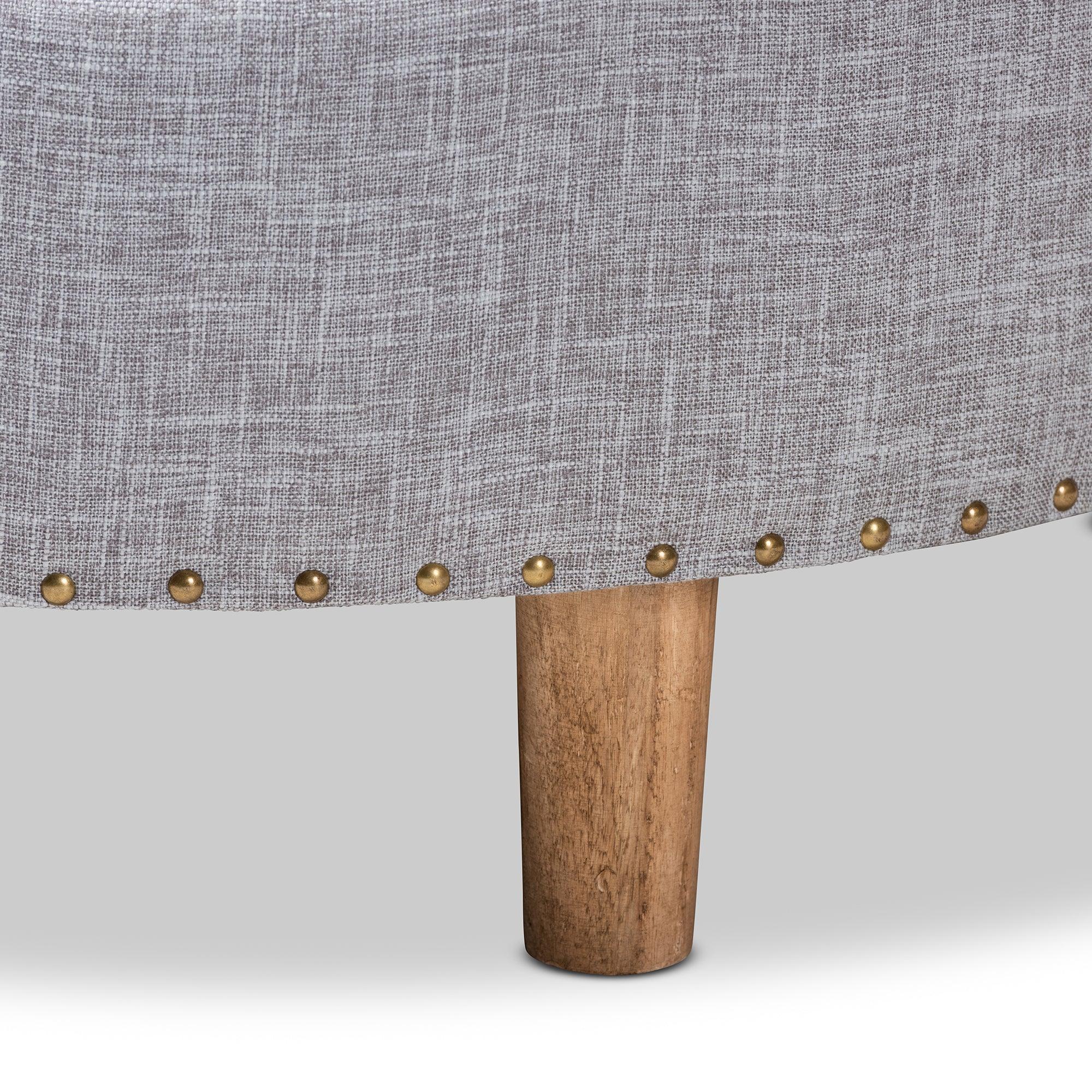 Vinet Modern and Contemporary Light Fabric Upholstered Wood Cocktail Ottoman