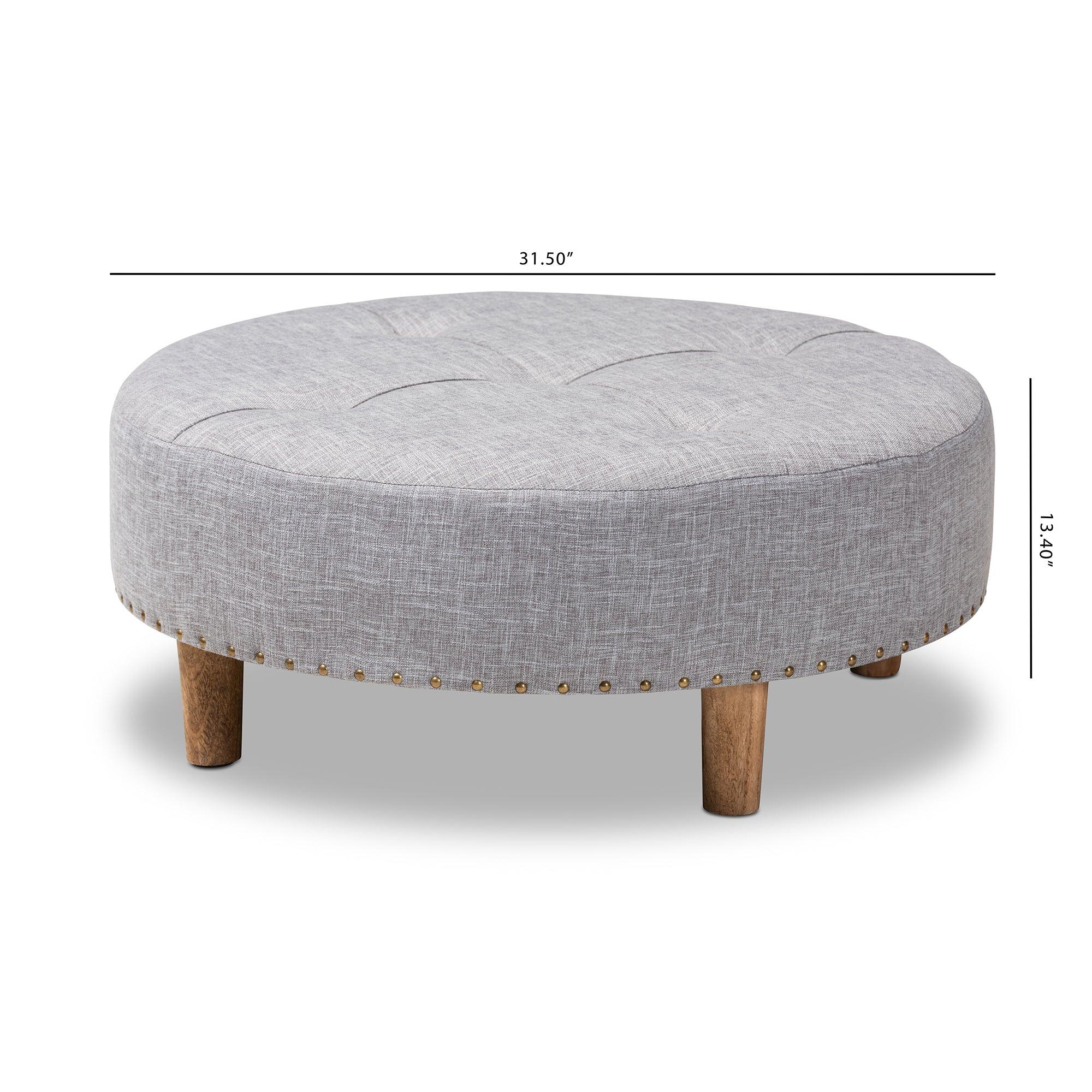 Vinet Modern and Contemporary Light Fabric Upholstered Wood Cocktail Ottoman