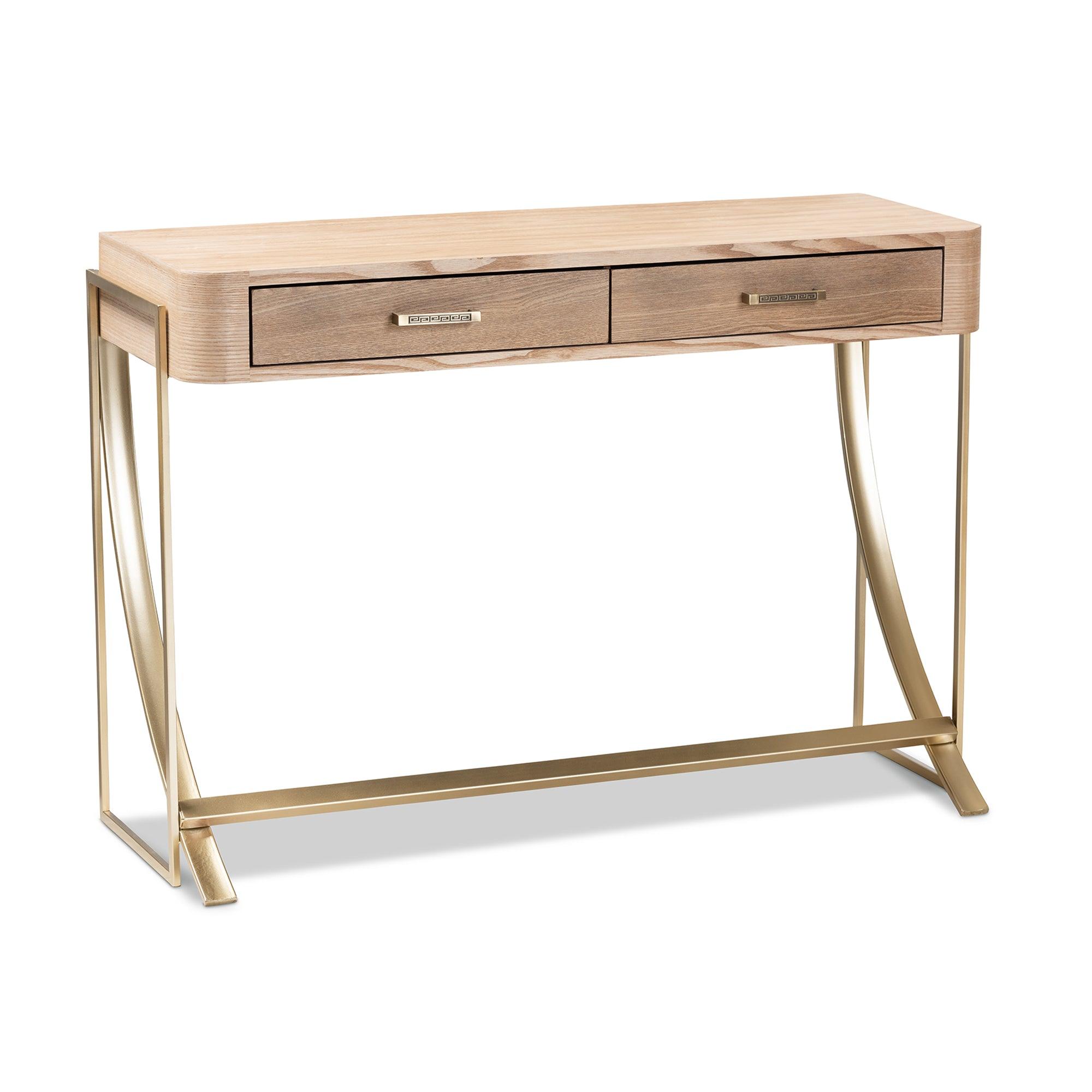 Lafoy Modern and Contemporary Finished Wood and Finished 2-Drawer Console Table