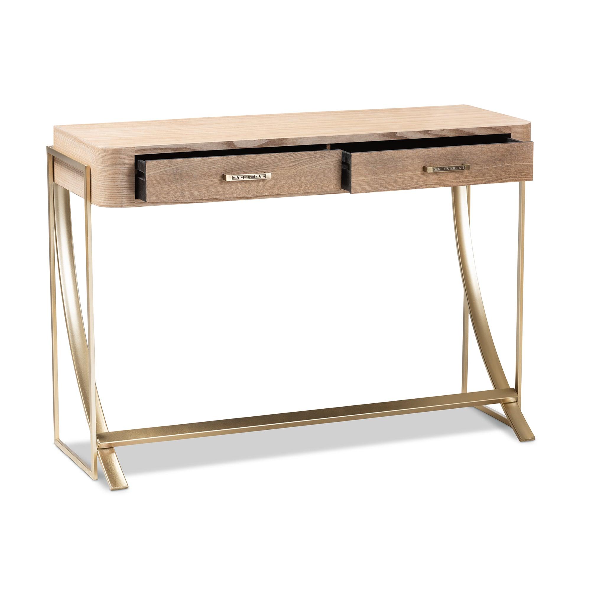 Lafoy Modern and Contemporary Finished Wood and Finished 2-Drawer Console Table