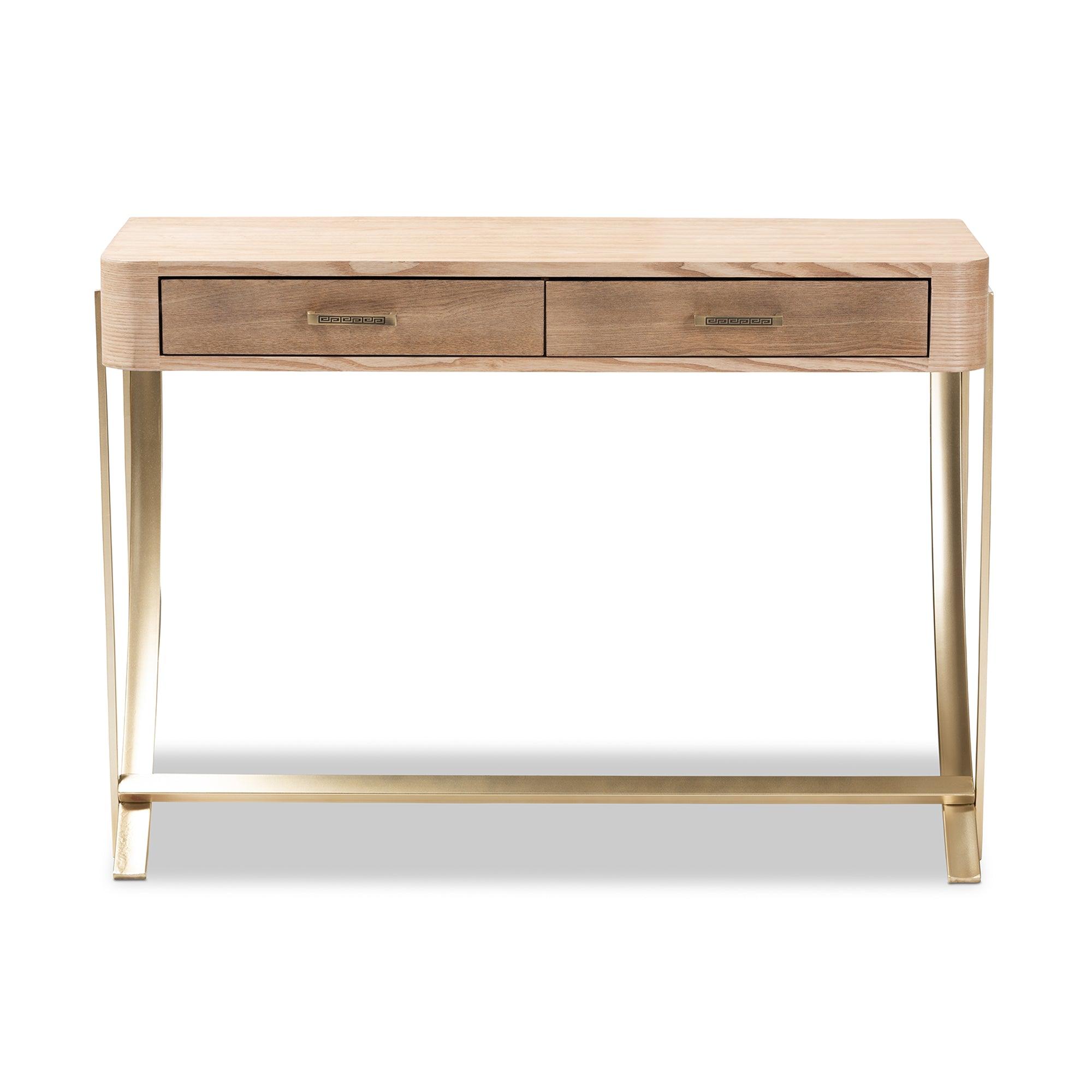 Lafoy Modern and Contemporary Finished Wood and Finished 2-Drawer Console Table