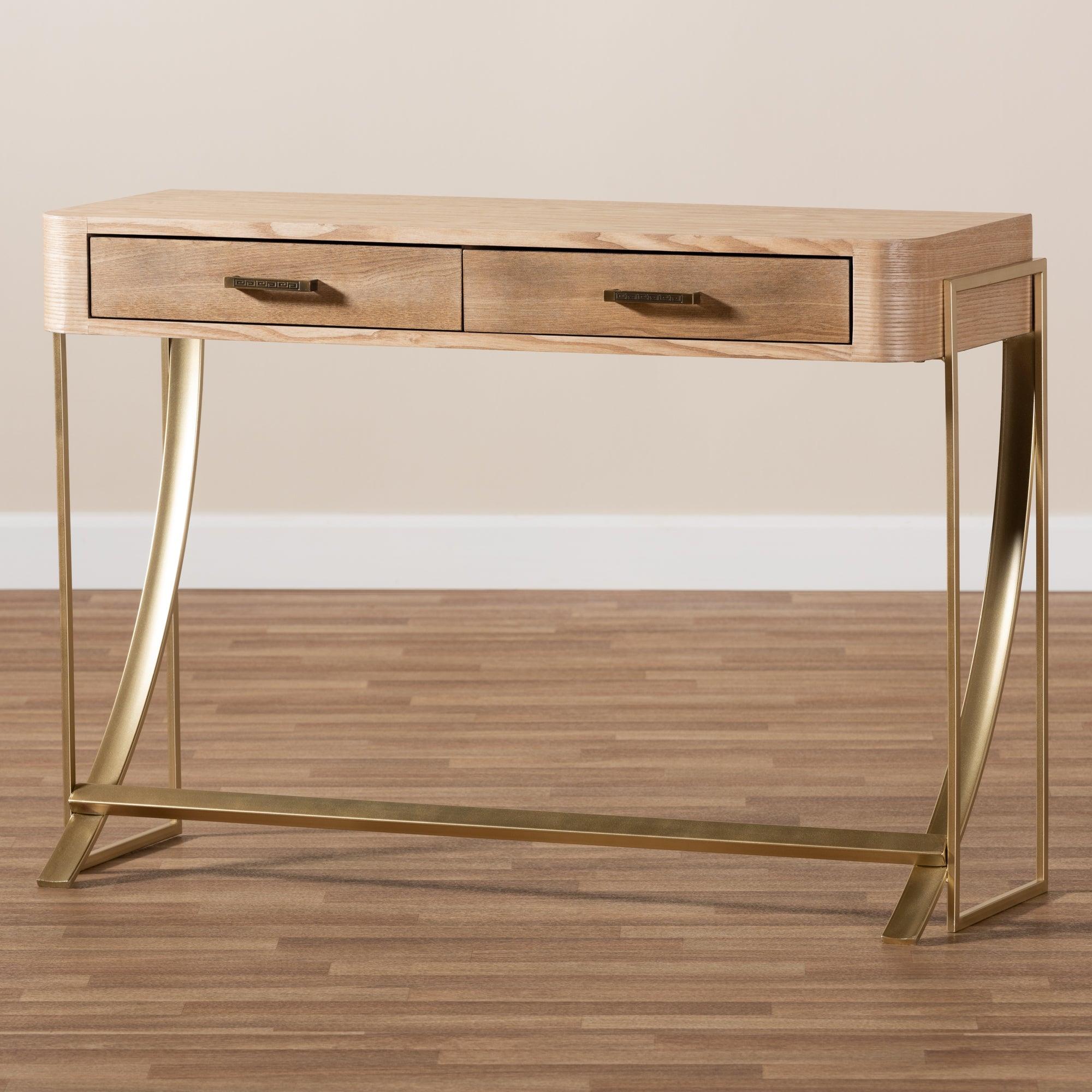 Lafoy Modern and Contemporary Finished Wood and Finished 2-Drawer Console Table