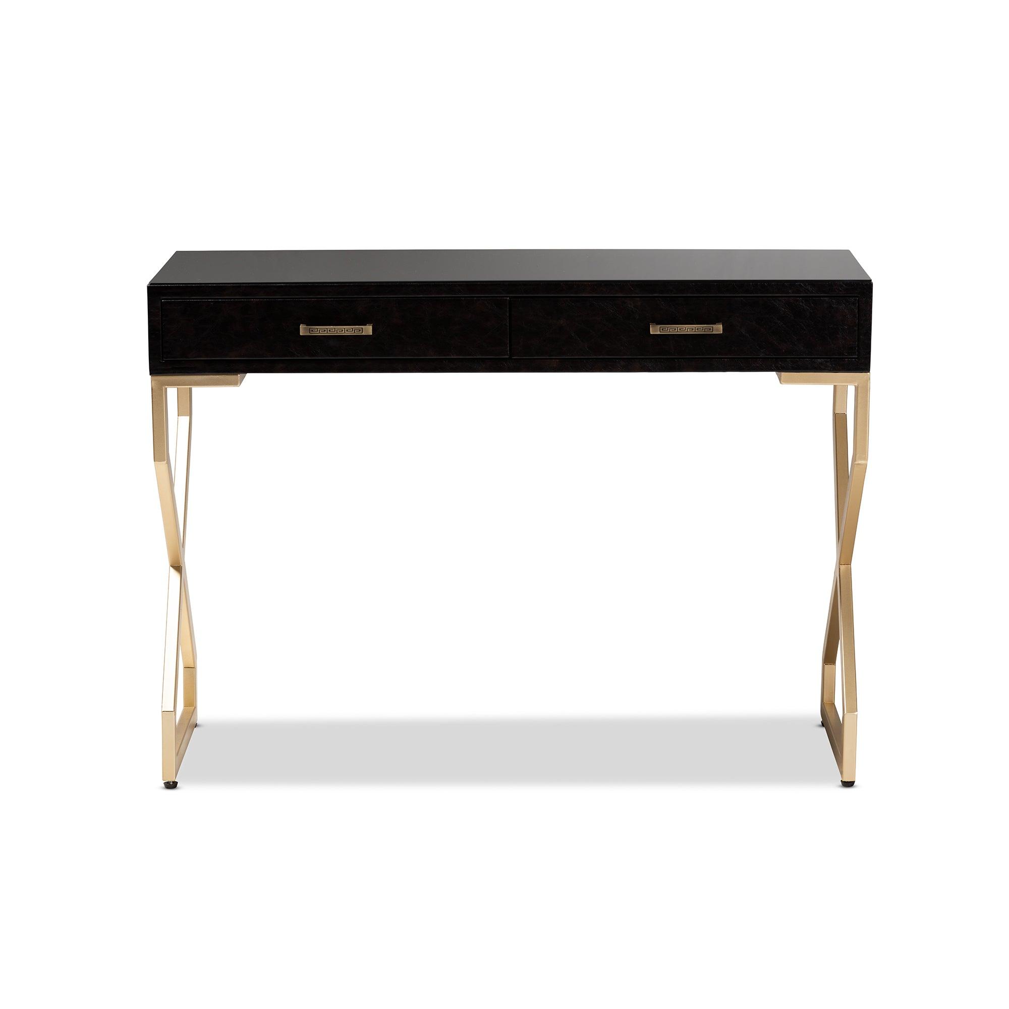 Carville Modern and Contemporary Faux Leather Upholstered Finished 2-Drawer Console Table