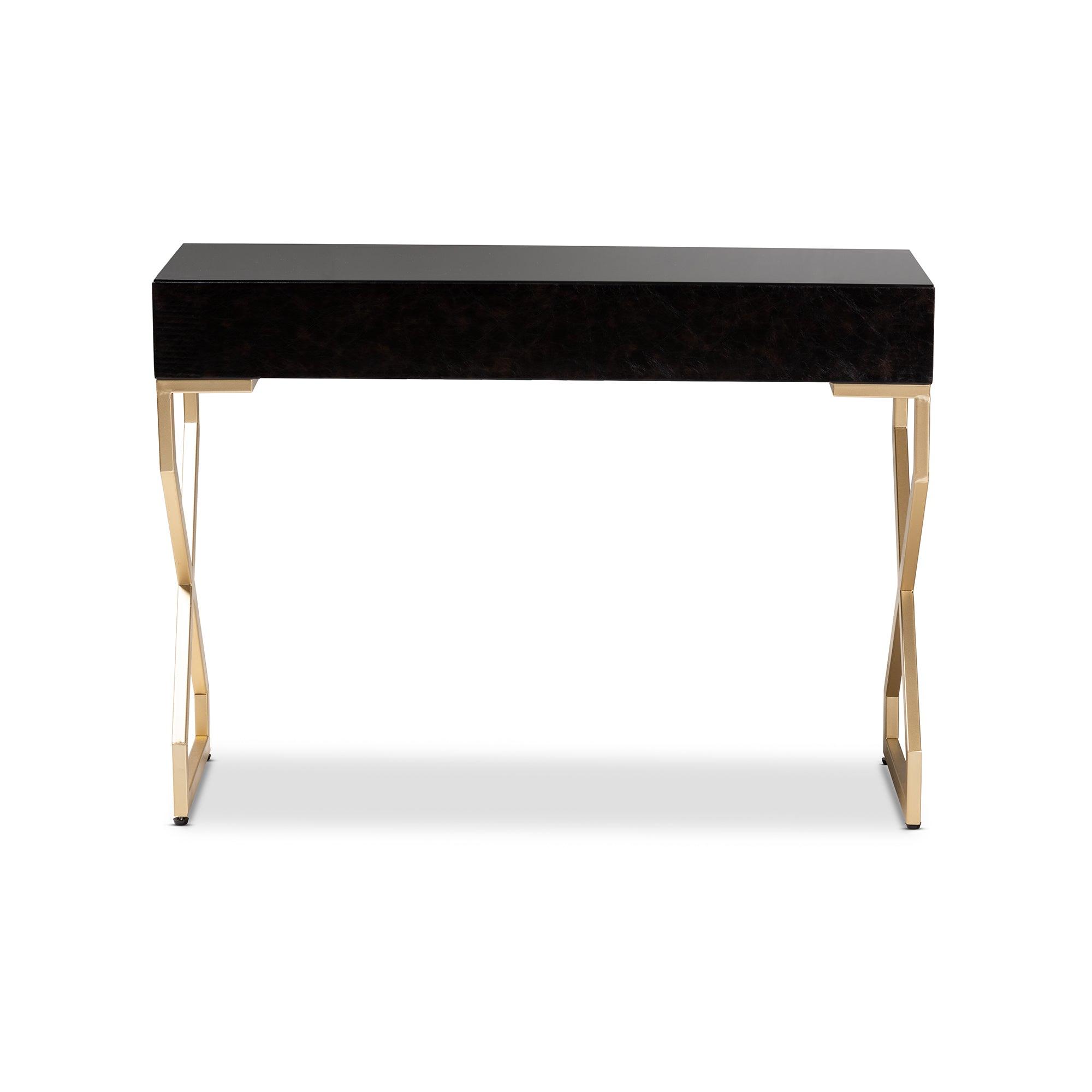 Carville Modern and Contemporary Faux Leather Upholstered Finished 2-Drawer Console Table