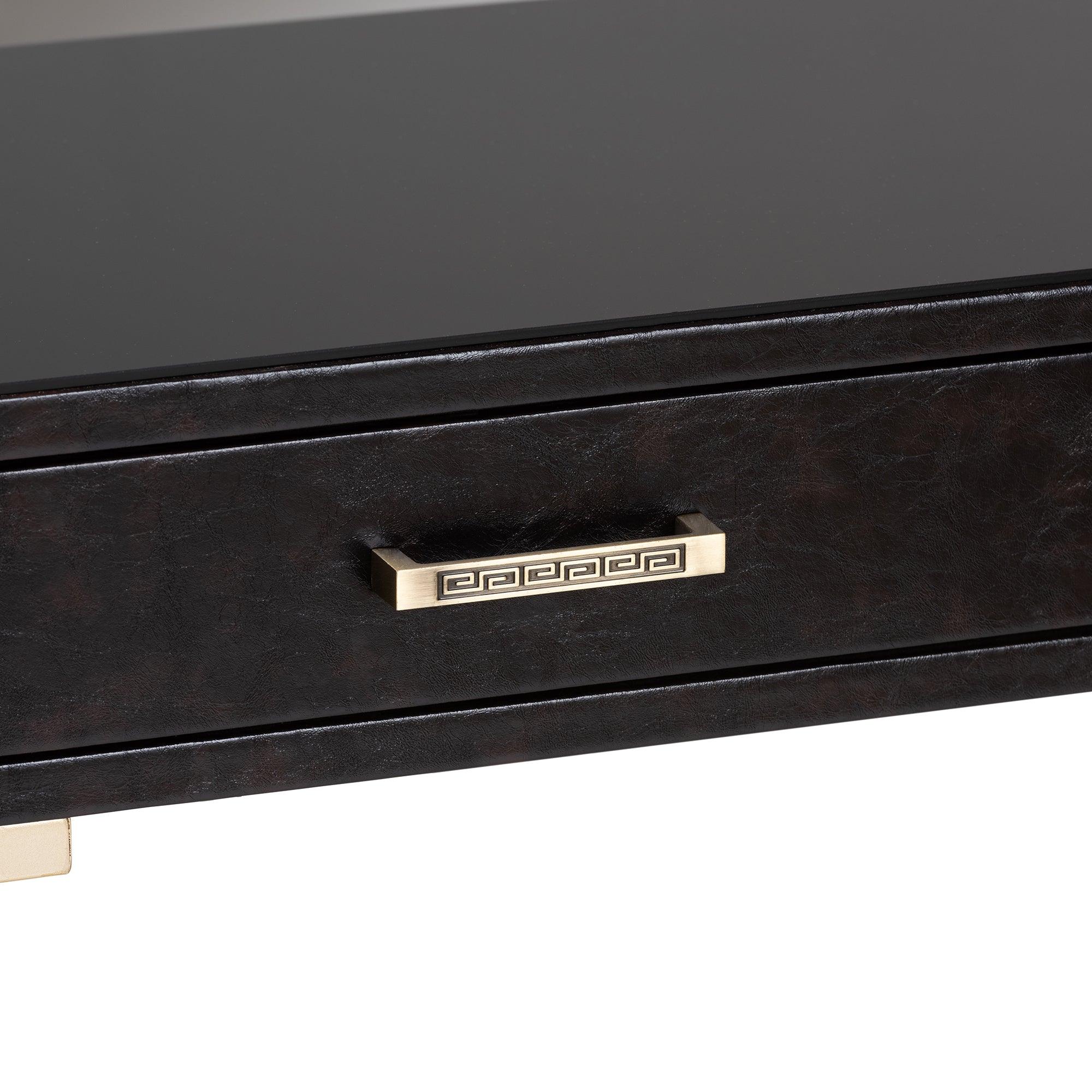 Carville Modern and Contemporary Faux Leather Upholstered Finished 2-Drawer Console Table