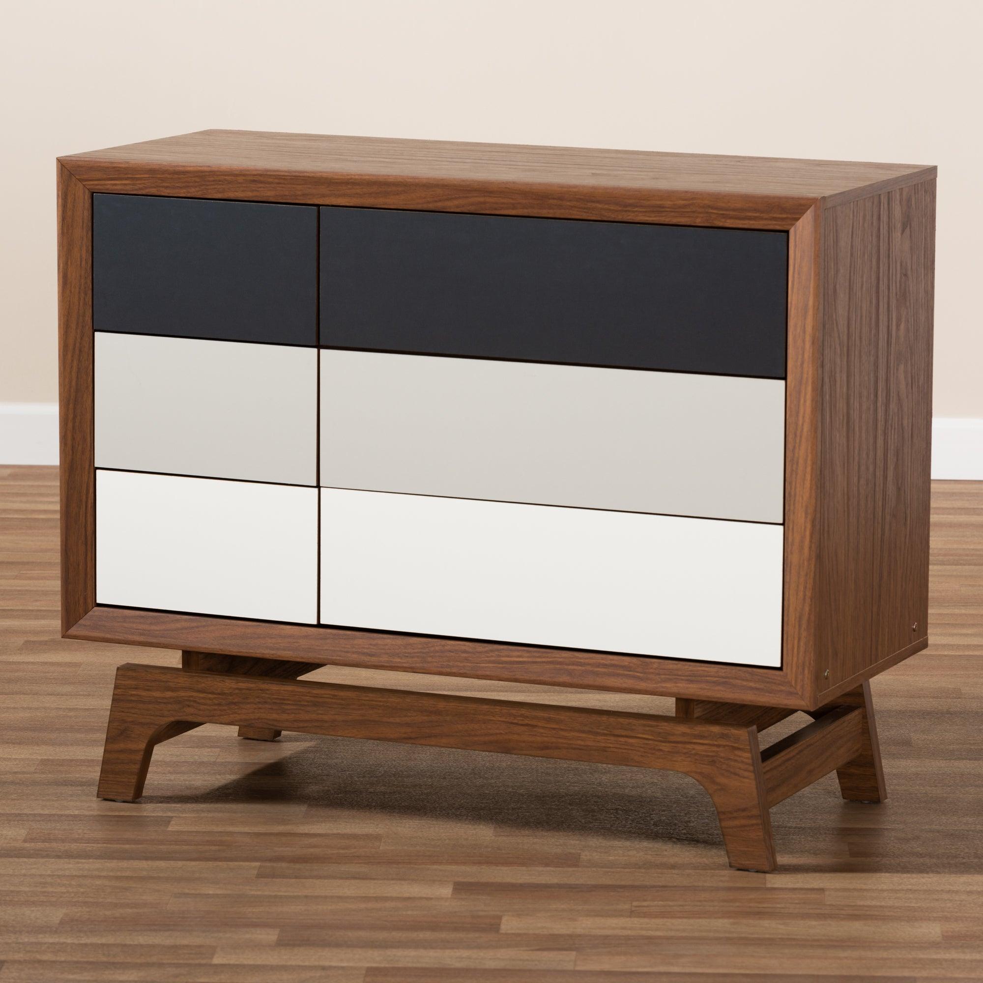 Svante Mid-Century Modern Multicolor Finished Wood 6-Drawer Chest