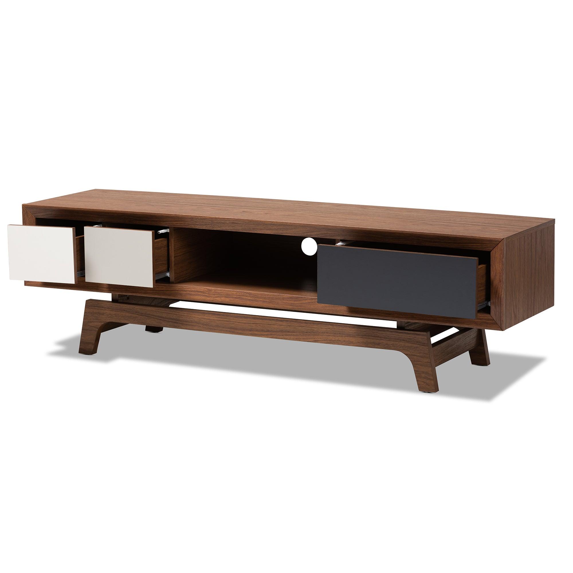 Svante Mid-Century Modern Multicolor Finished Wood 3-Drawer TV Stand