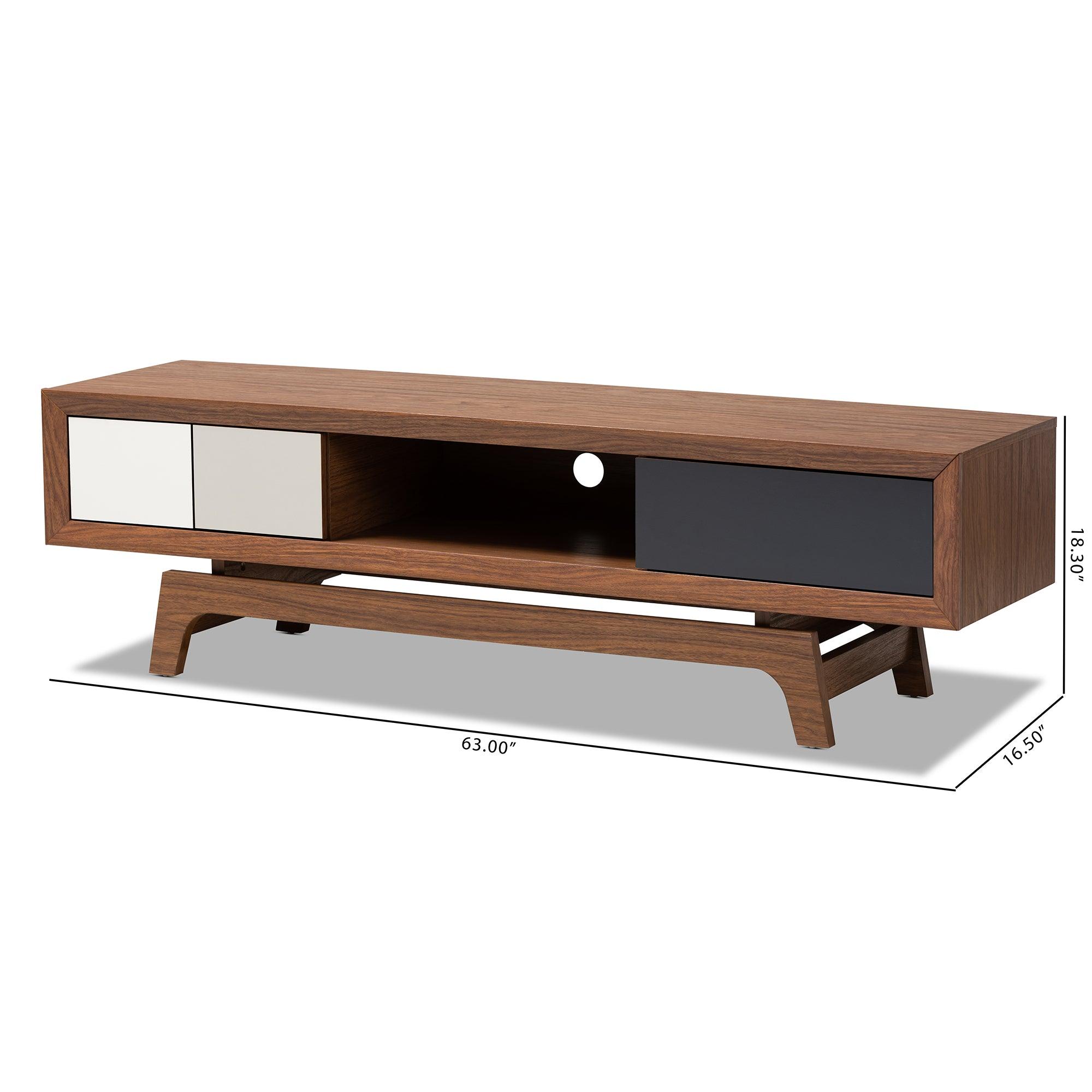 Svante Mid-Century Modern Multicolor Finished Wood 3-Drawer TV Stand