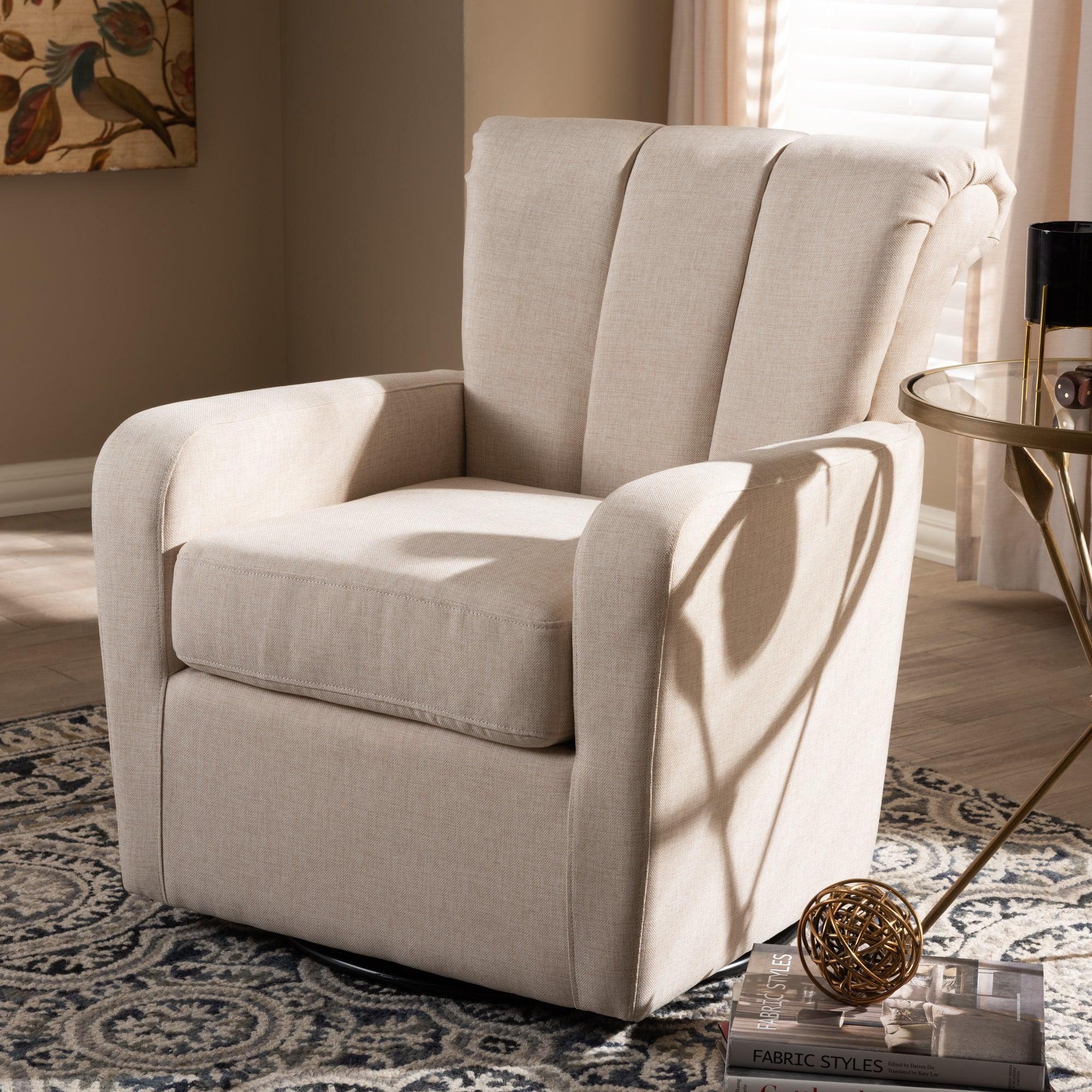 Rayner Modern and Contemporary Fabric Upholstered Swivel Chair