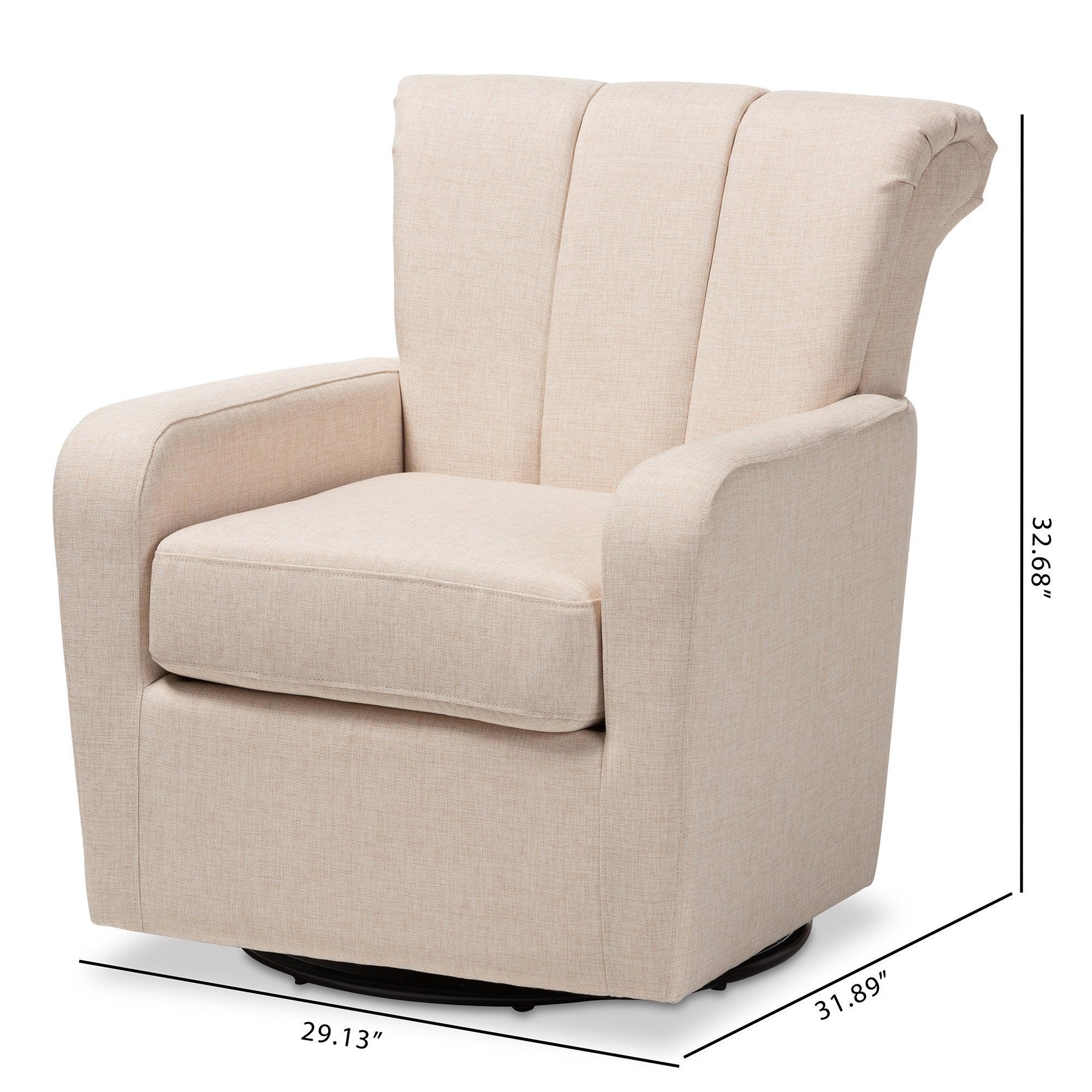 Rayner Modern and Contemporary Fabric Upholstered Swivel Chair