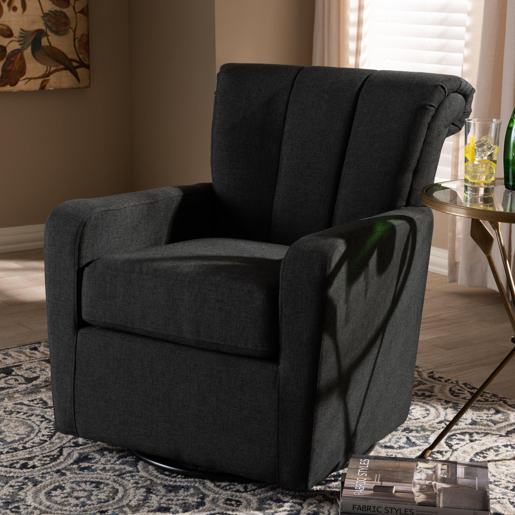 Rayner Modern and Contemporary Fabric Upholstered Swivel Chair