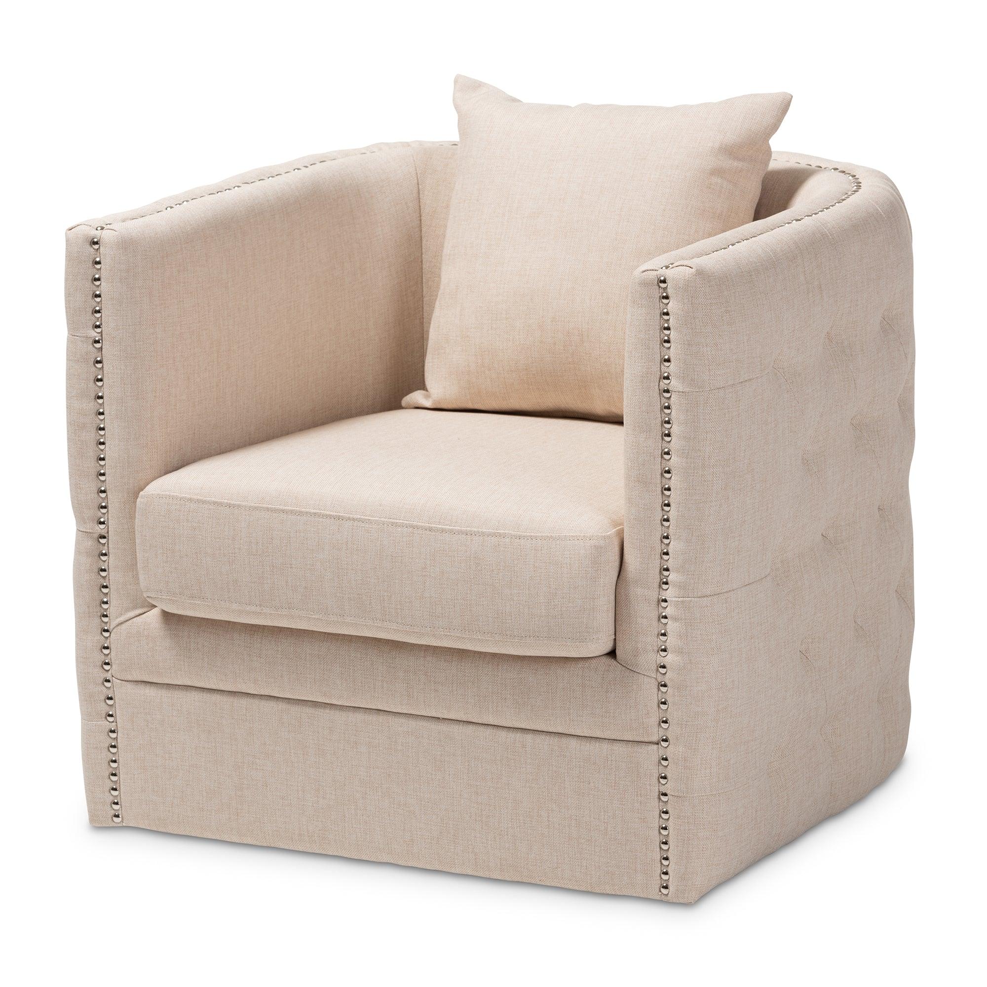 Micah Modern and Contemporary Fabric Upholstered Tufted Swivel Chair