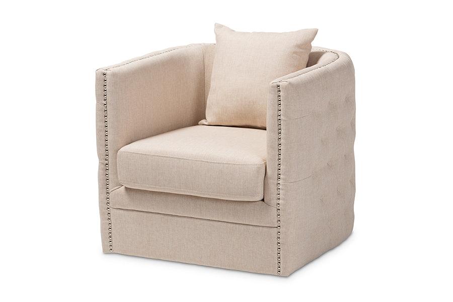 Micah Modern and Contemporary Fabric Upholstered Tufted Swivel Chair