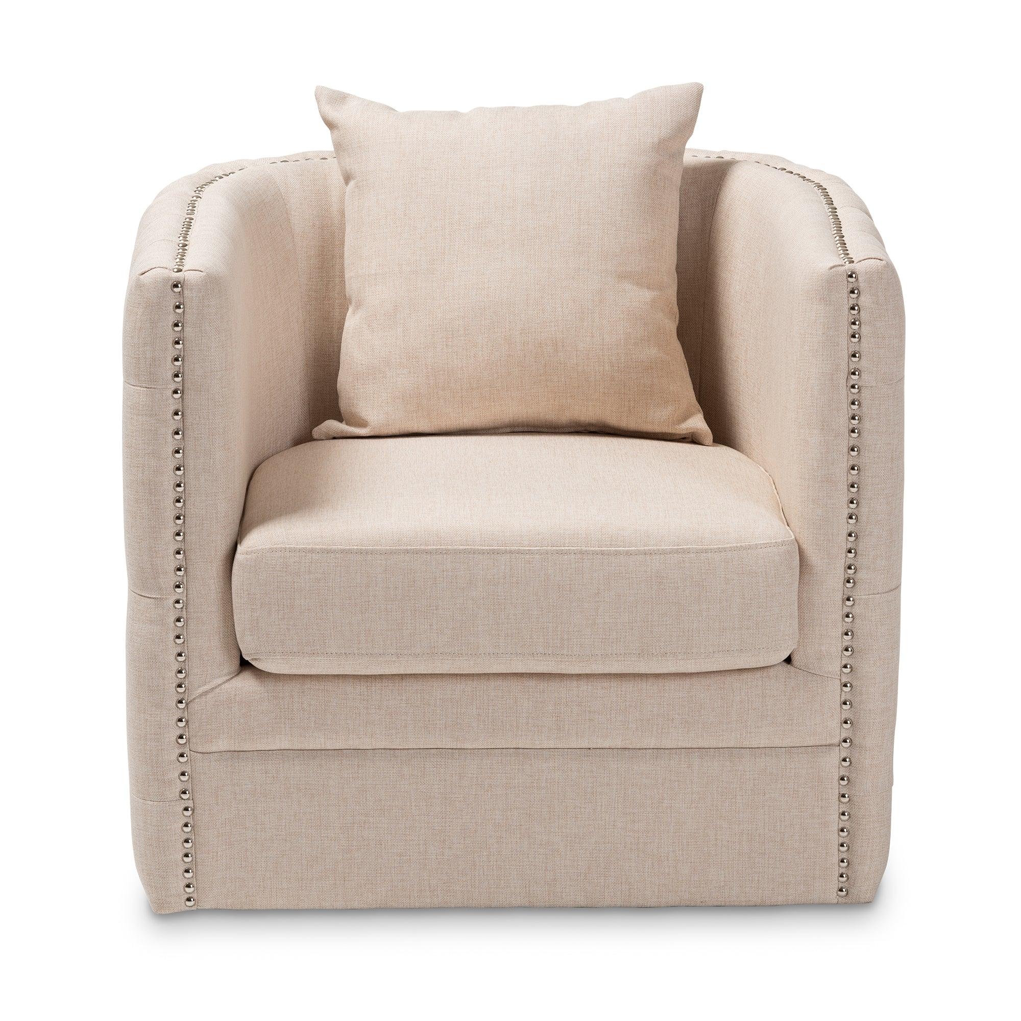 Micah Modern and Contemporary Fabric Upholstered Tufted Swivel Chair