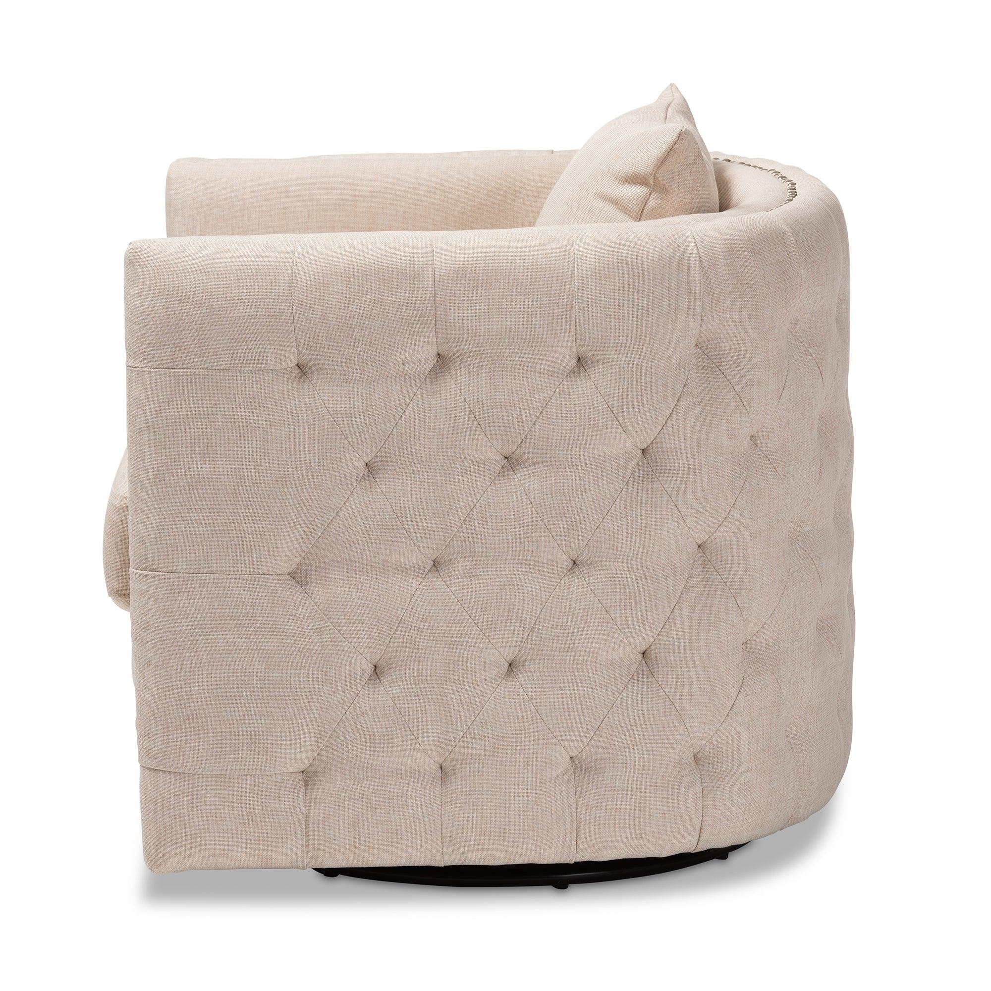 Micah Modern and Contemporary Fabric Upholstered Tufted Swivel Chair