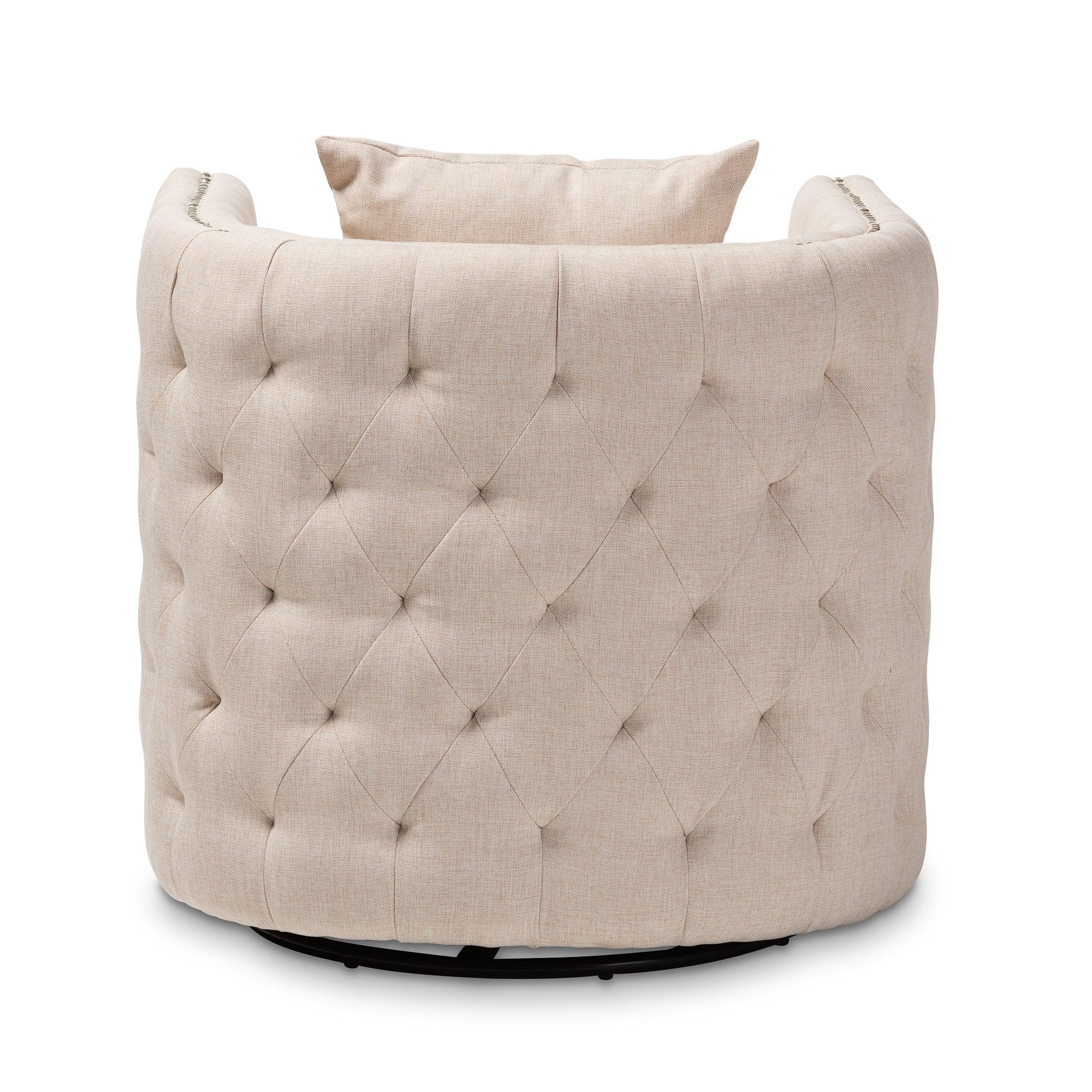 Micah Modern and Contemporary Fabric Upholstered Tufted Swivel Chair