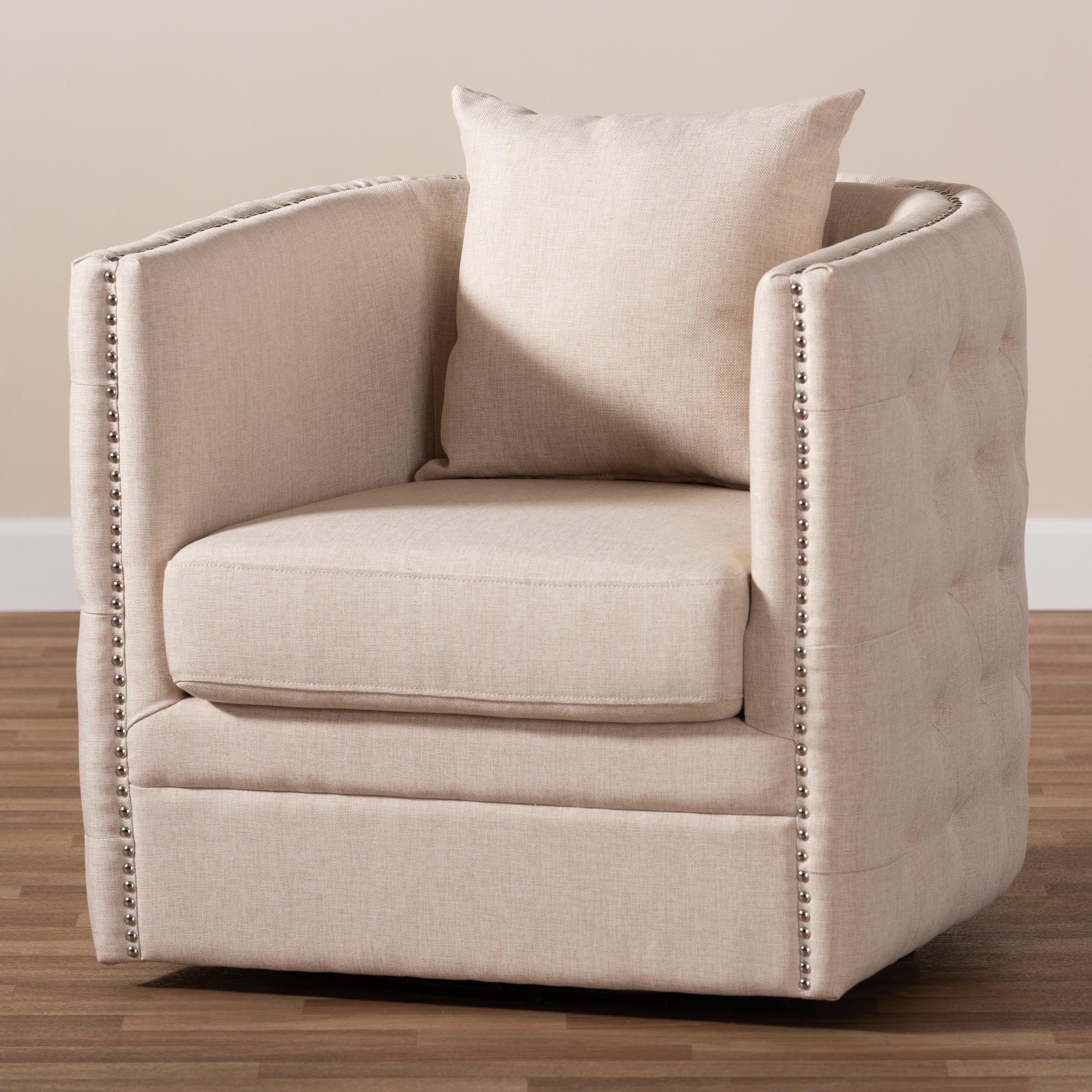 Micah Modern and Contemporary Fabric Upholstered Tufted Swivel Chair