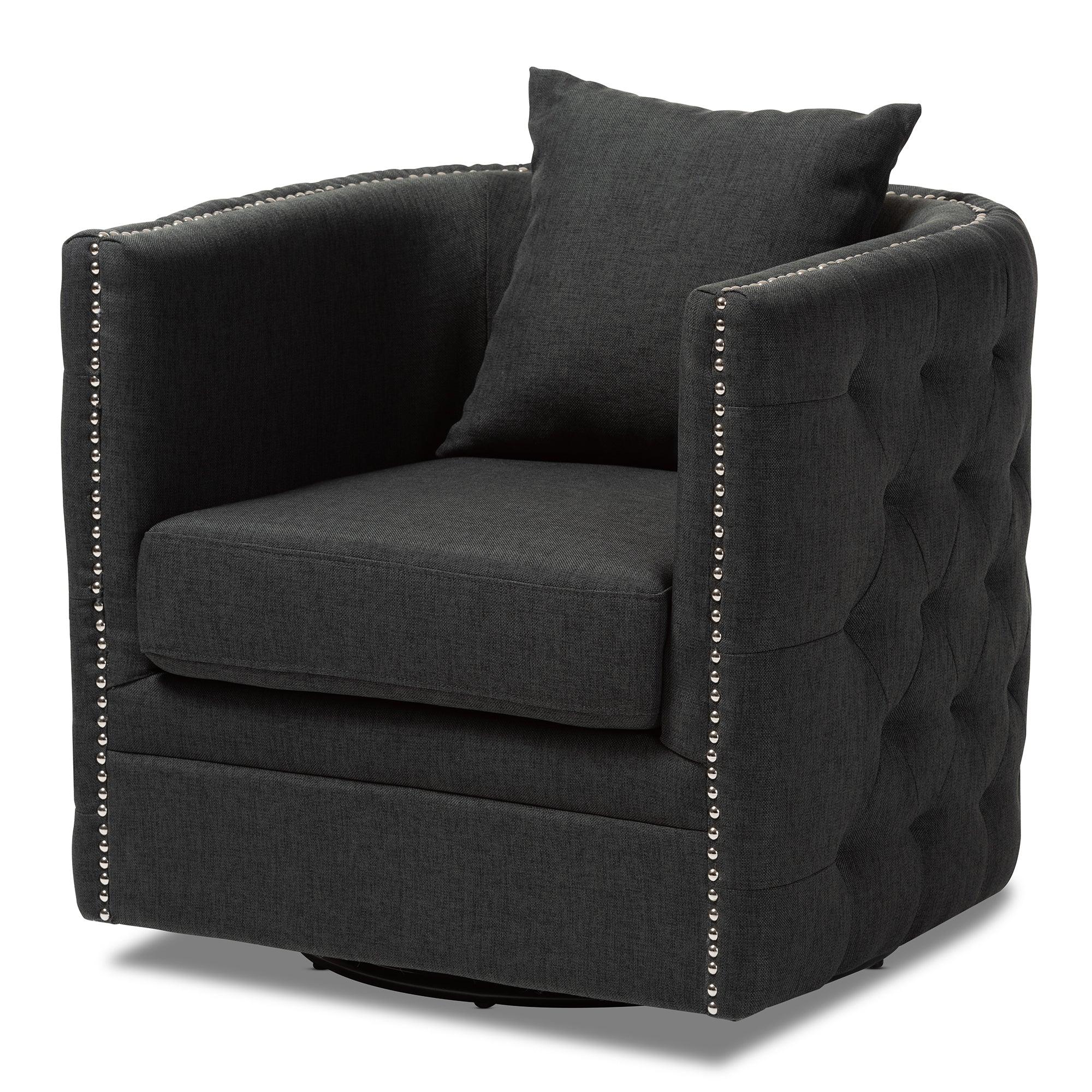 Micah Modern and Contemporary Fabric Upholstered Tufted Swivel Chair