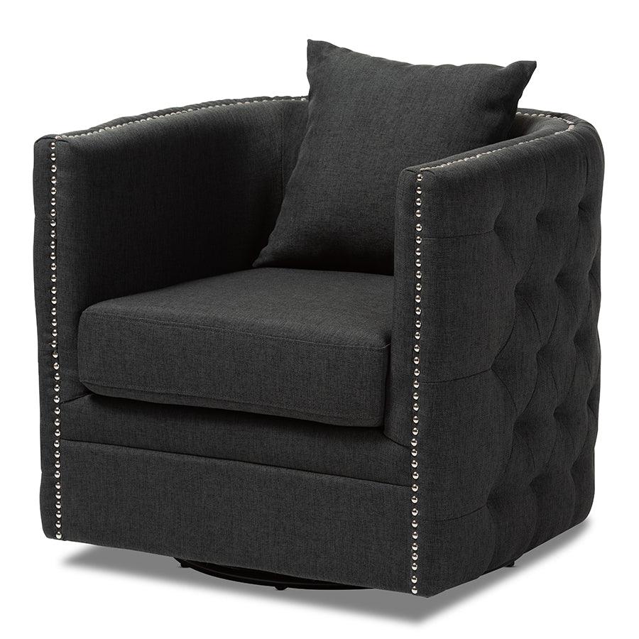 Micah Modern and Contemporary Fabric Upholstered Tufted Swivel Chair