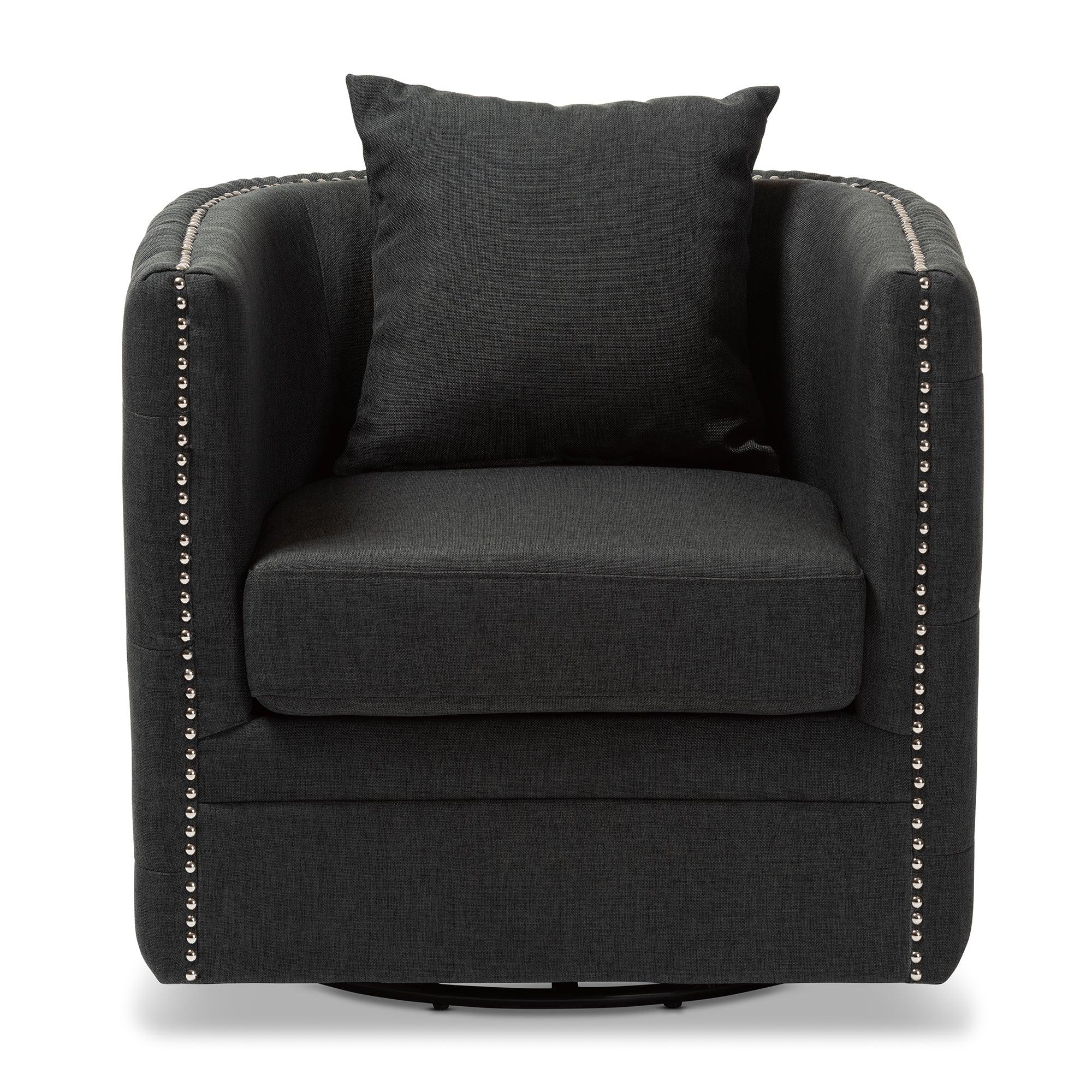 Micah Modern and Contemporary Fabric Upholstered Tufted Swivel Chair