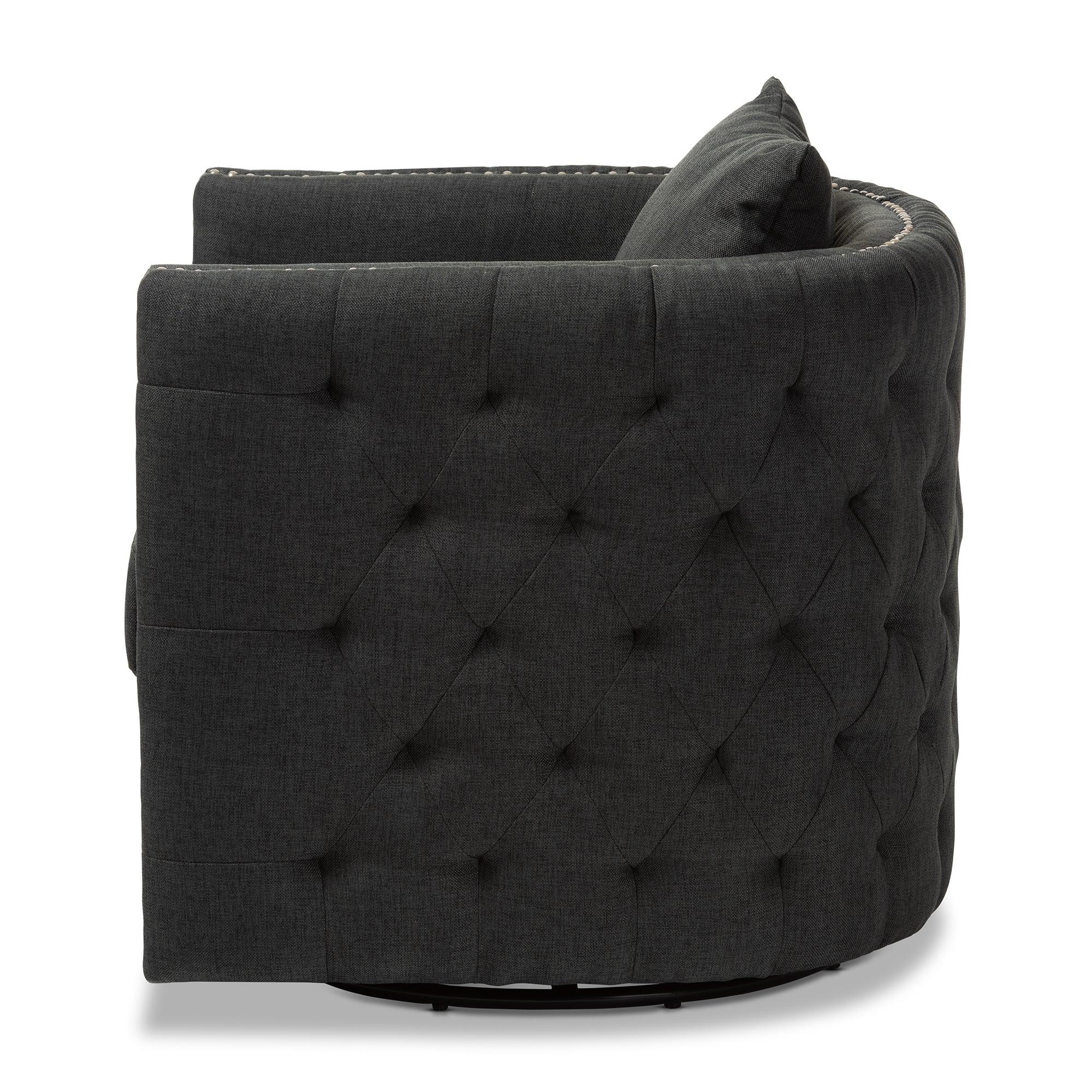 Micah Modern and Contemporary Fabric Upholstered Tufted Swivel Chair