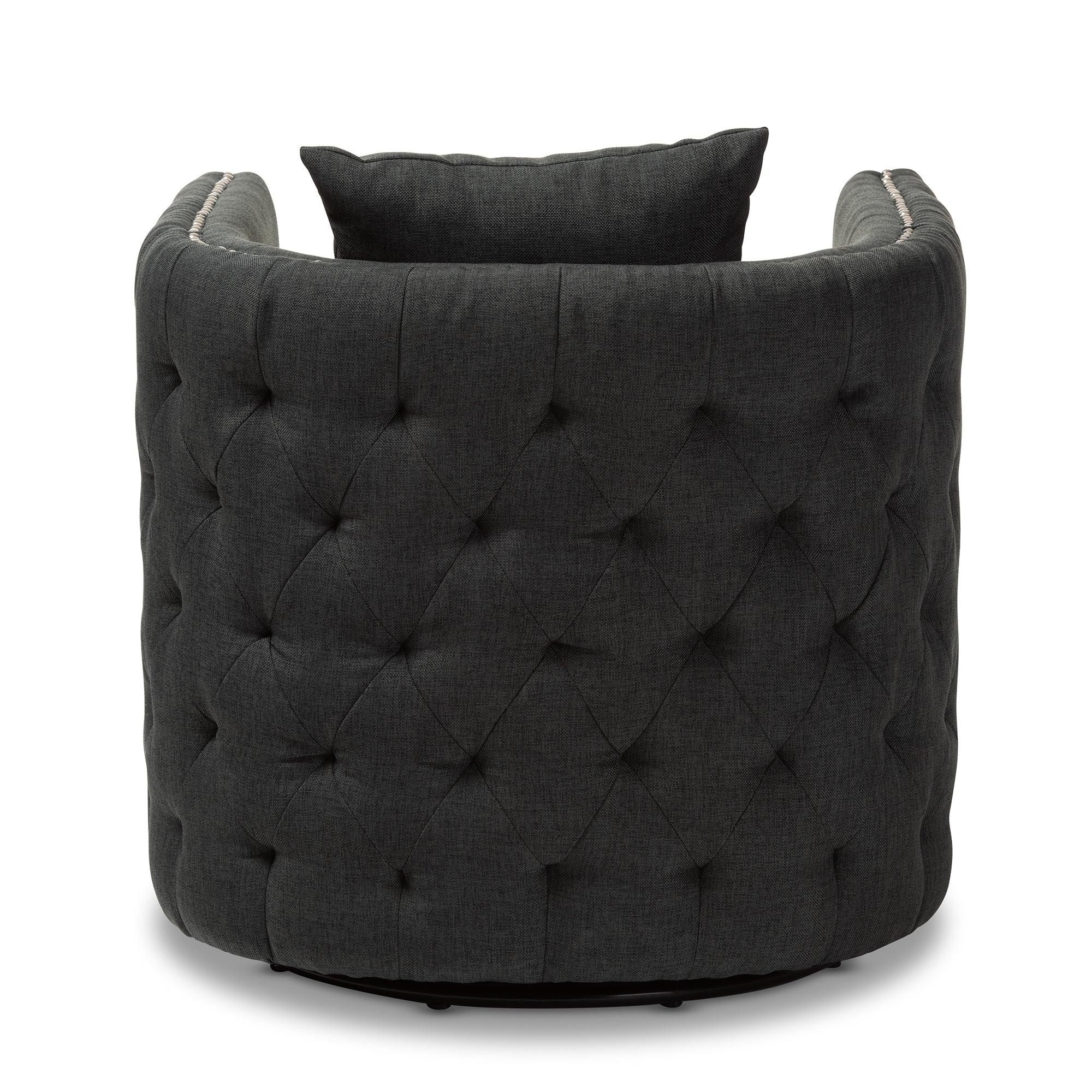 Micah Modern and Contemporary Fabric Upholstered Tufted Swivel Chair