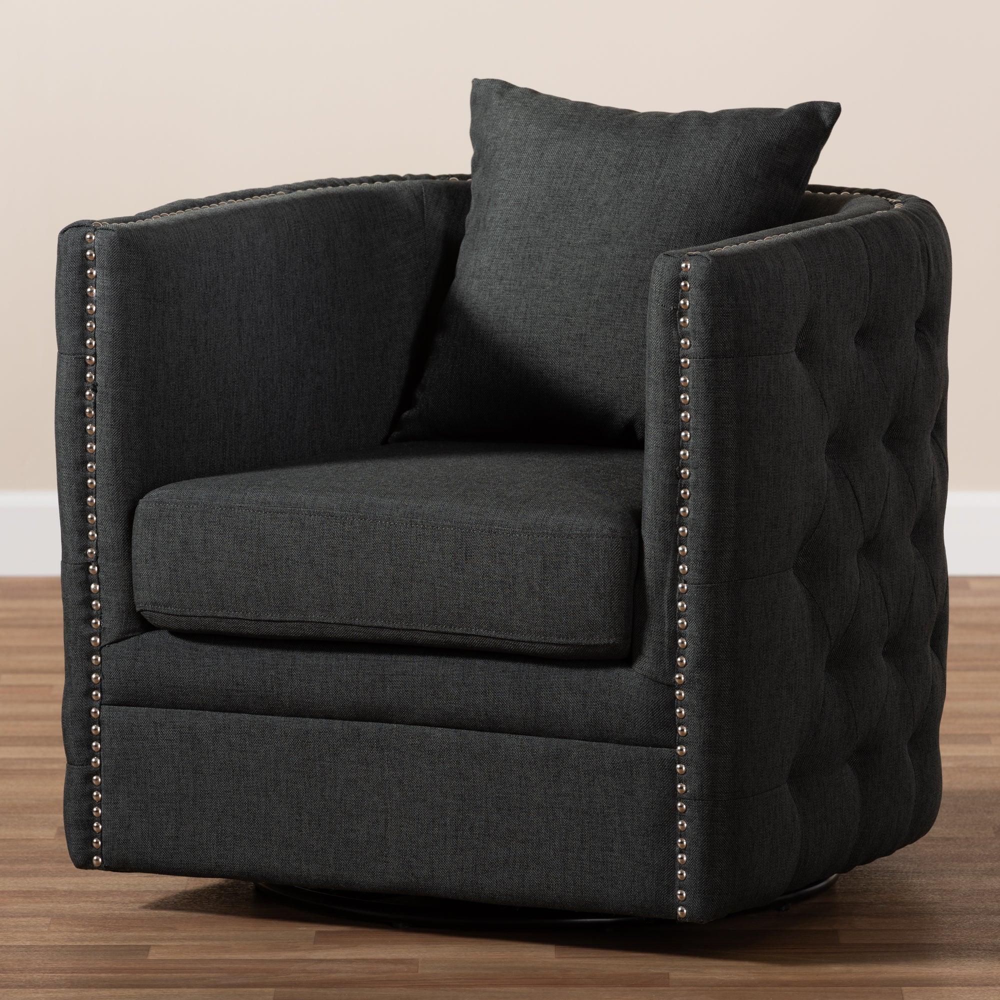 Micah Modern and Contemporary Fabric Upholstered Tufted Swivel Chair