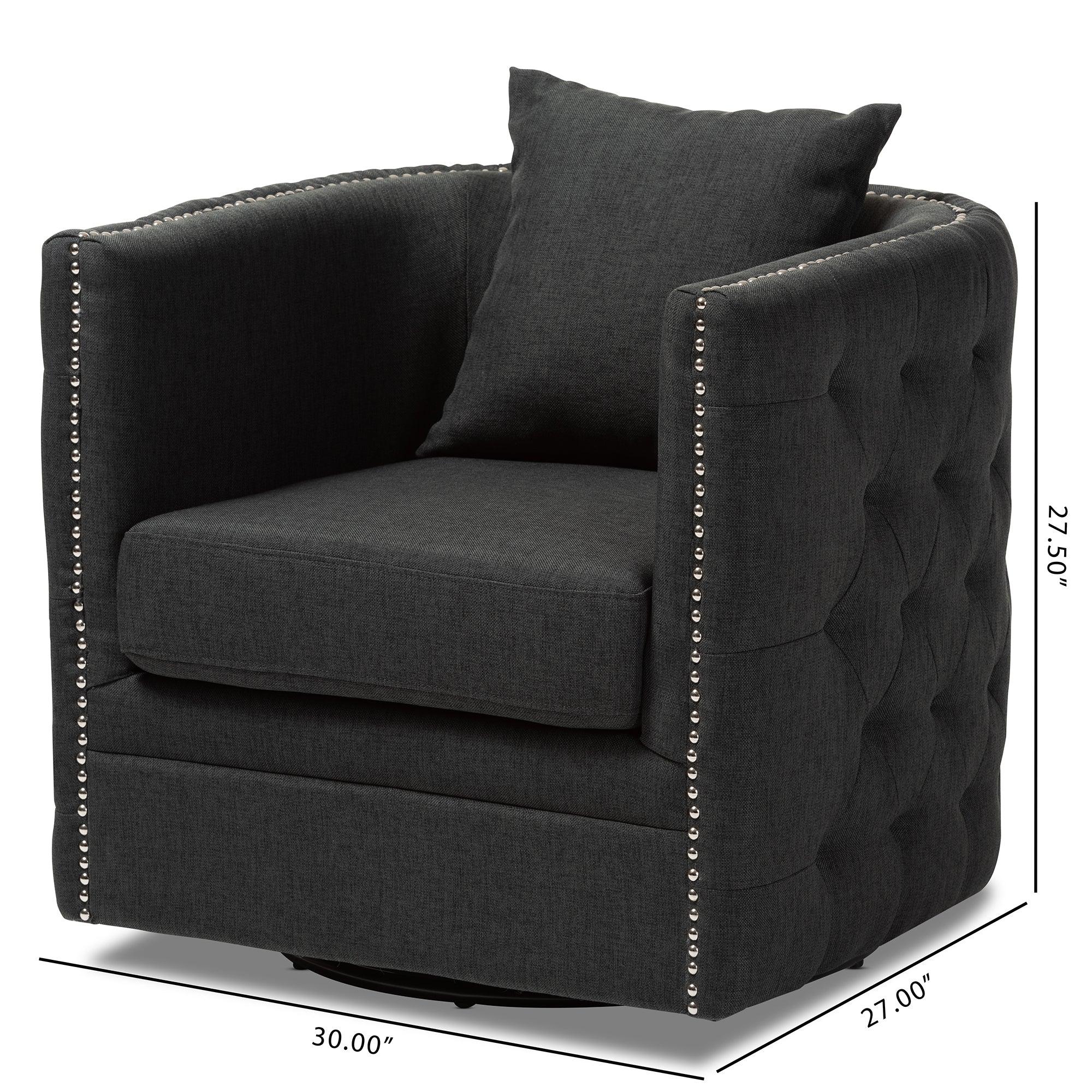 Micah Modern and Contemporary Fabric Upholstered Tufted Swivel Chair