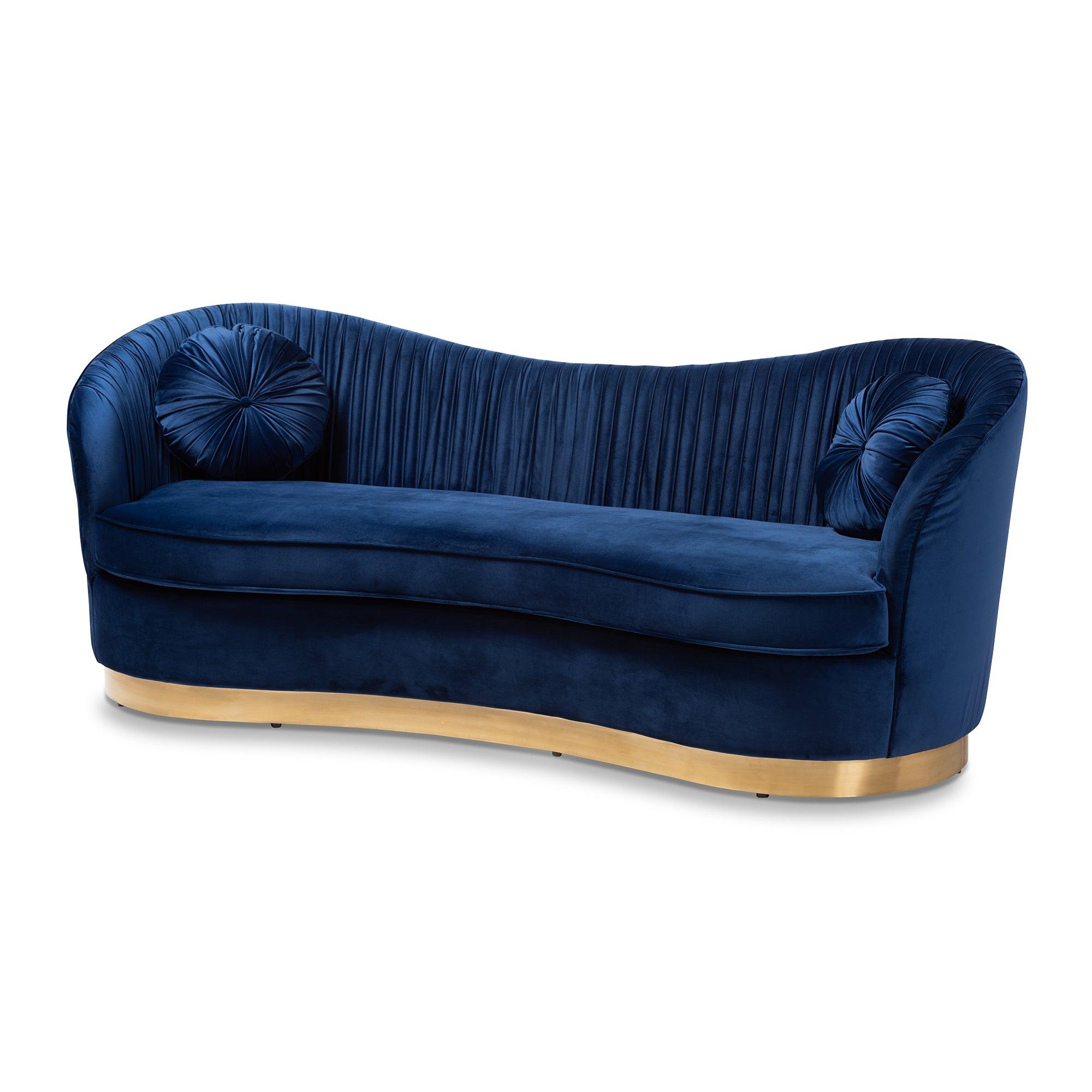 Nevena Glam Royal Velvet Fabric Upholstered -Finished Sofa