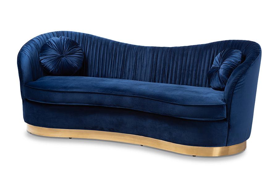 Nevena Glam Royal Velvet Fabric Upholstered -Finished Sofa