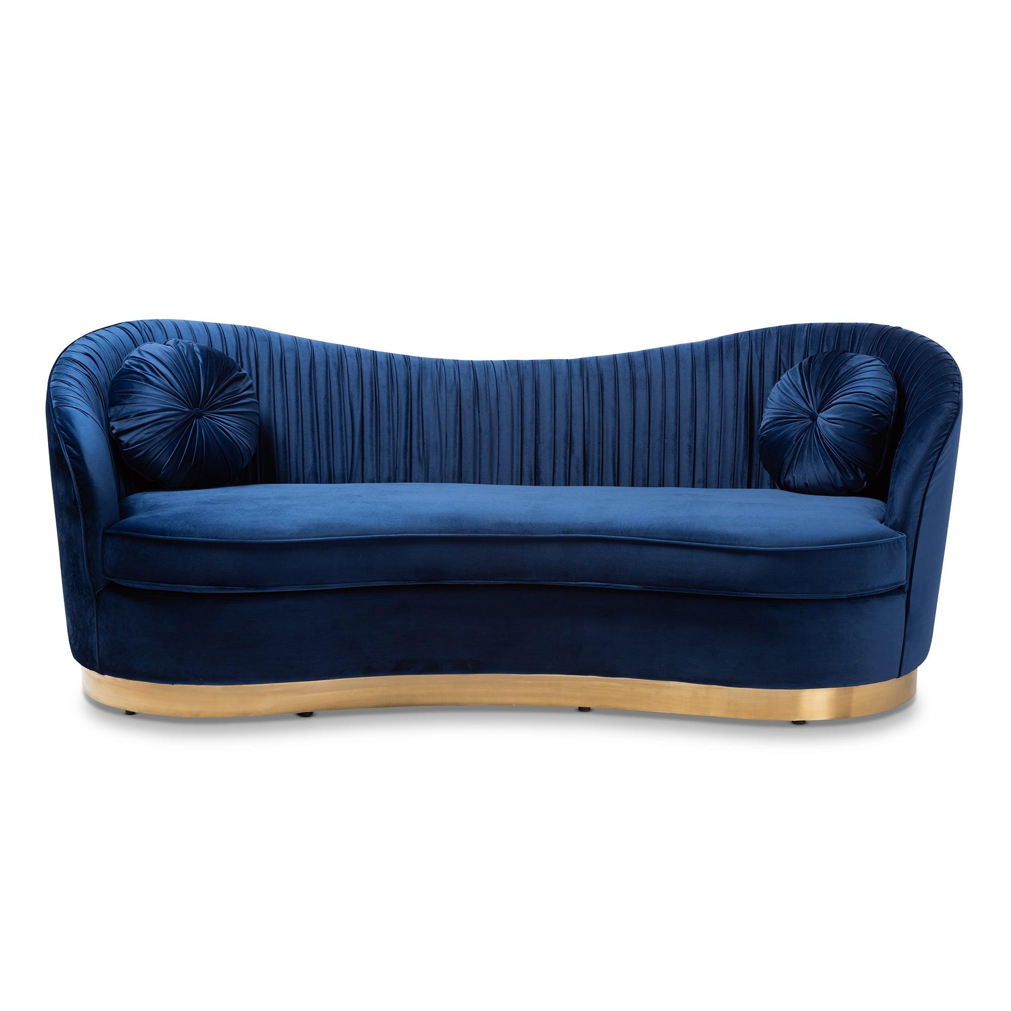 Nevena Glam Royal Velvet Fabric Upholstered -Finished Sofa